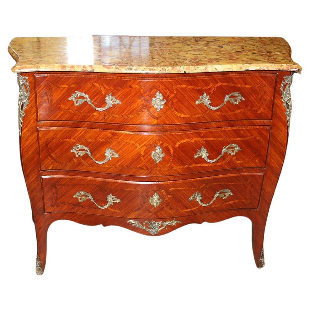 Late 19th Century Breche Marble Top French Polished Commode Dresser  For Sale