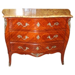 Late 19th Century Breche Marble Top French Polished Commode Dresser 