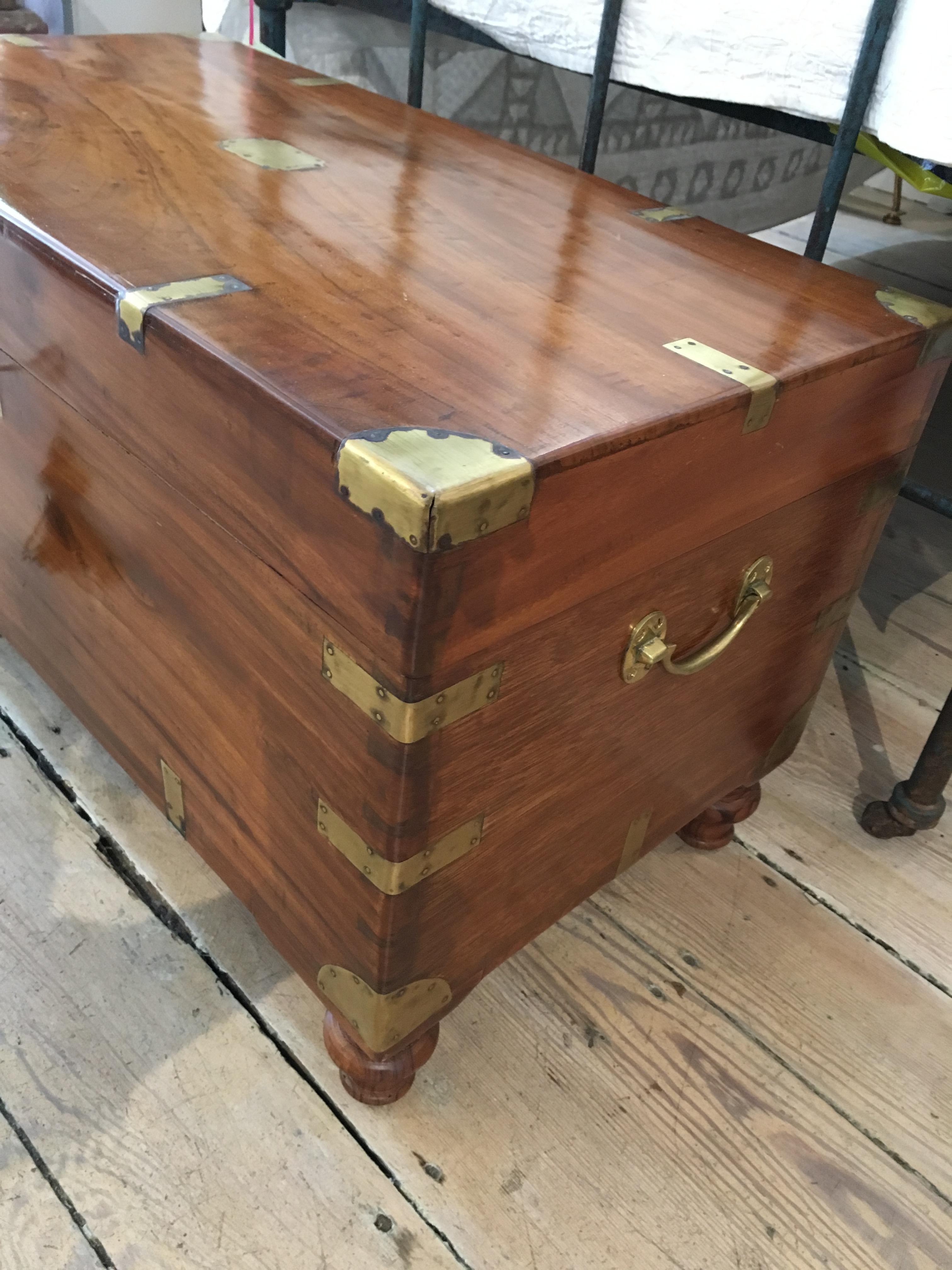 Late 19th Century British Campaign Camphor Sea Chest In Good Condition In Nantucket, MA