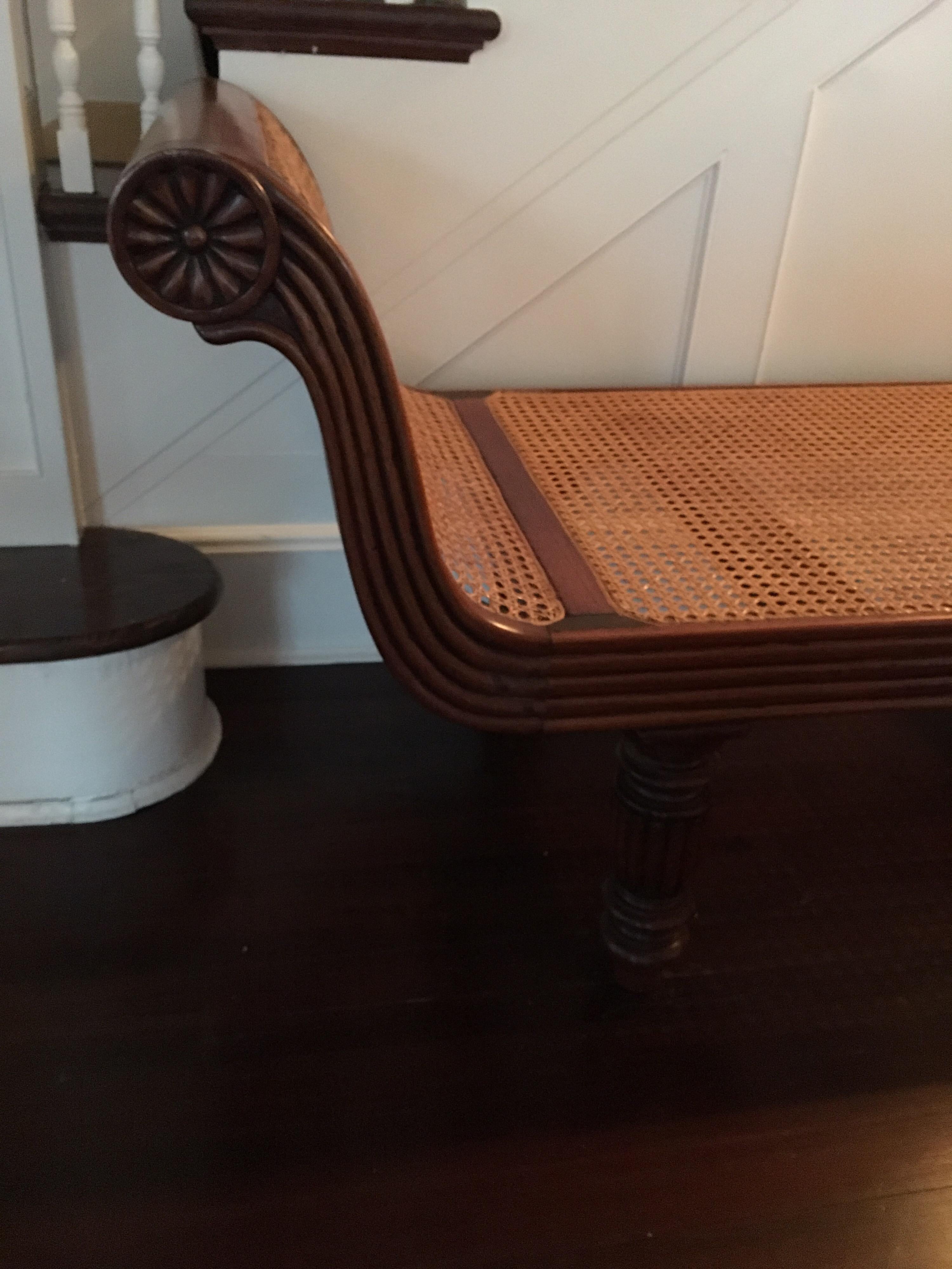 Late 19th Century British Colonial Caned Settee In Good Condition In Southampton, NY