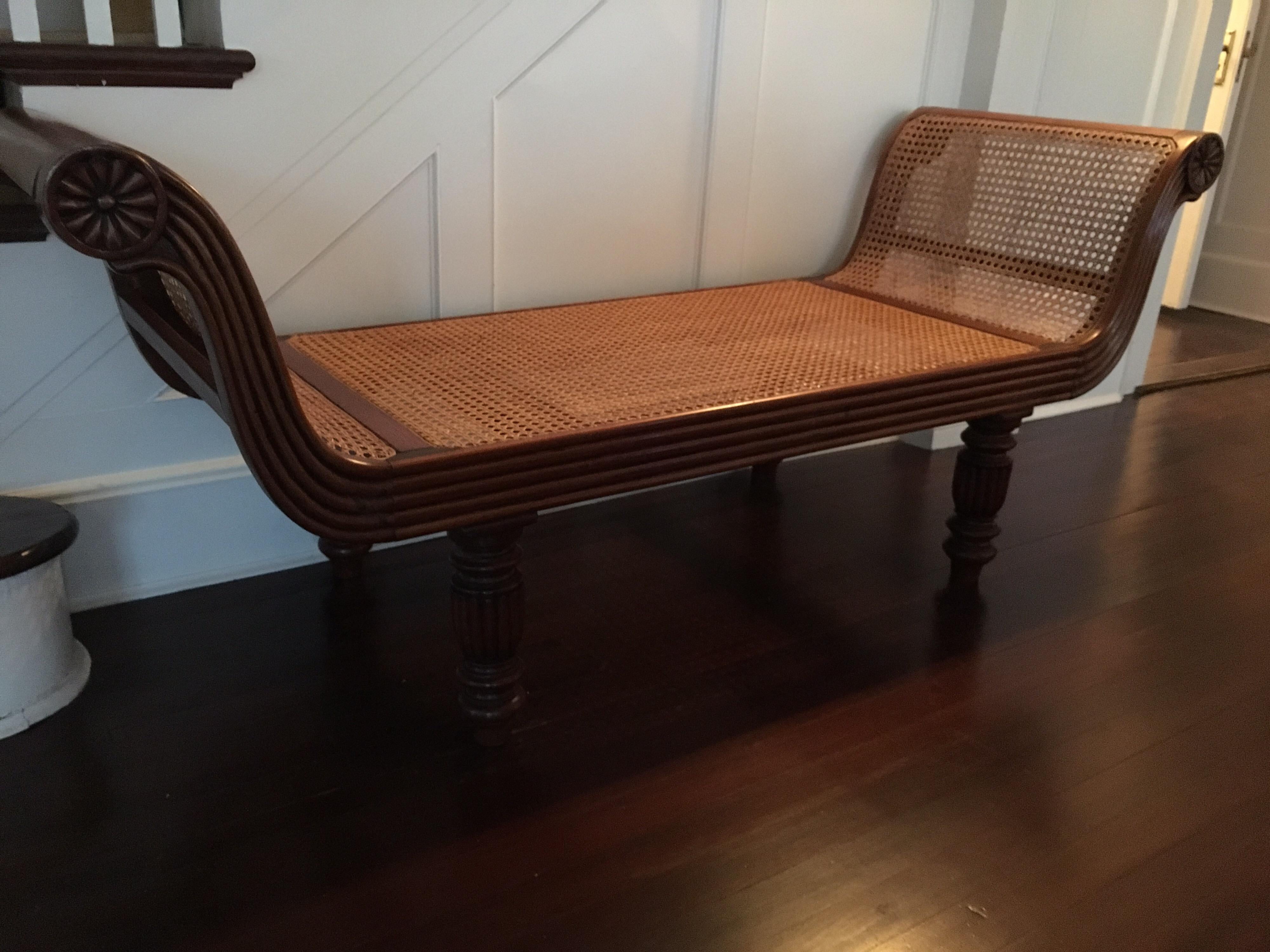Satinwood Late 19th Century British Colonial Caned Settee