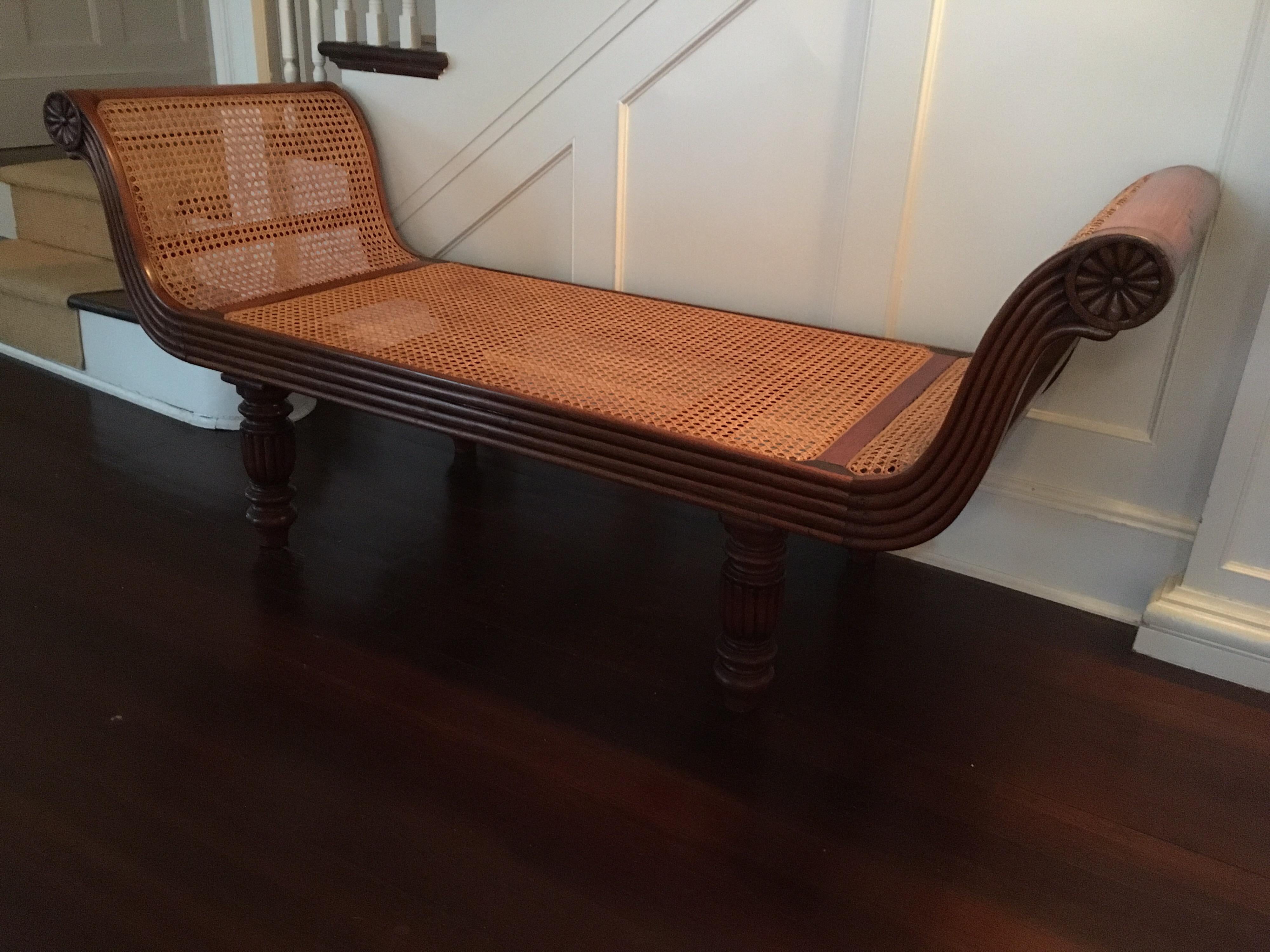 Late 19th Century British Colonial Caned Settee 1