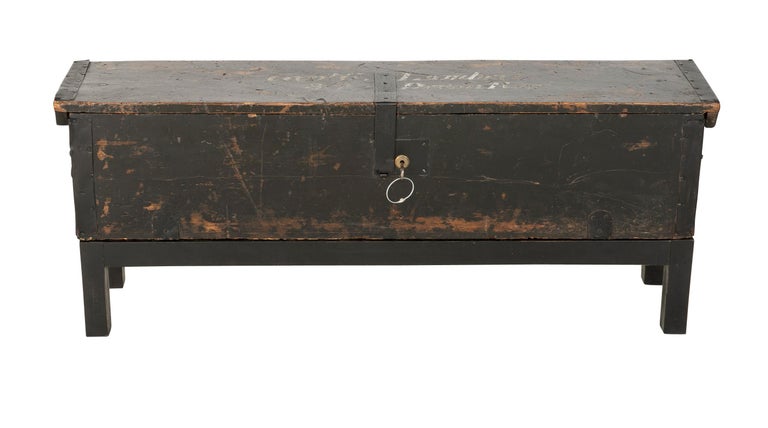 Late 19th Century British Officer's Campaign Bed with Original Storage Chest Late 19th Century British Officer's Campaign Bed with Original Storage Chest