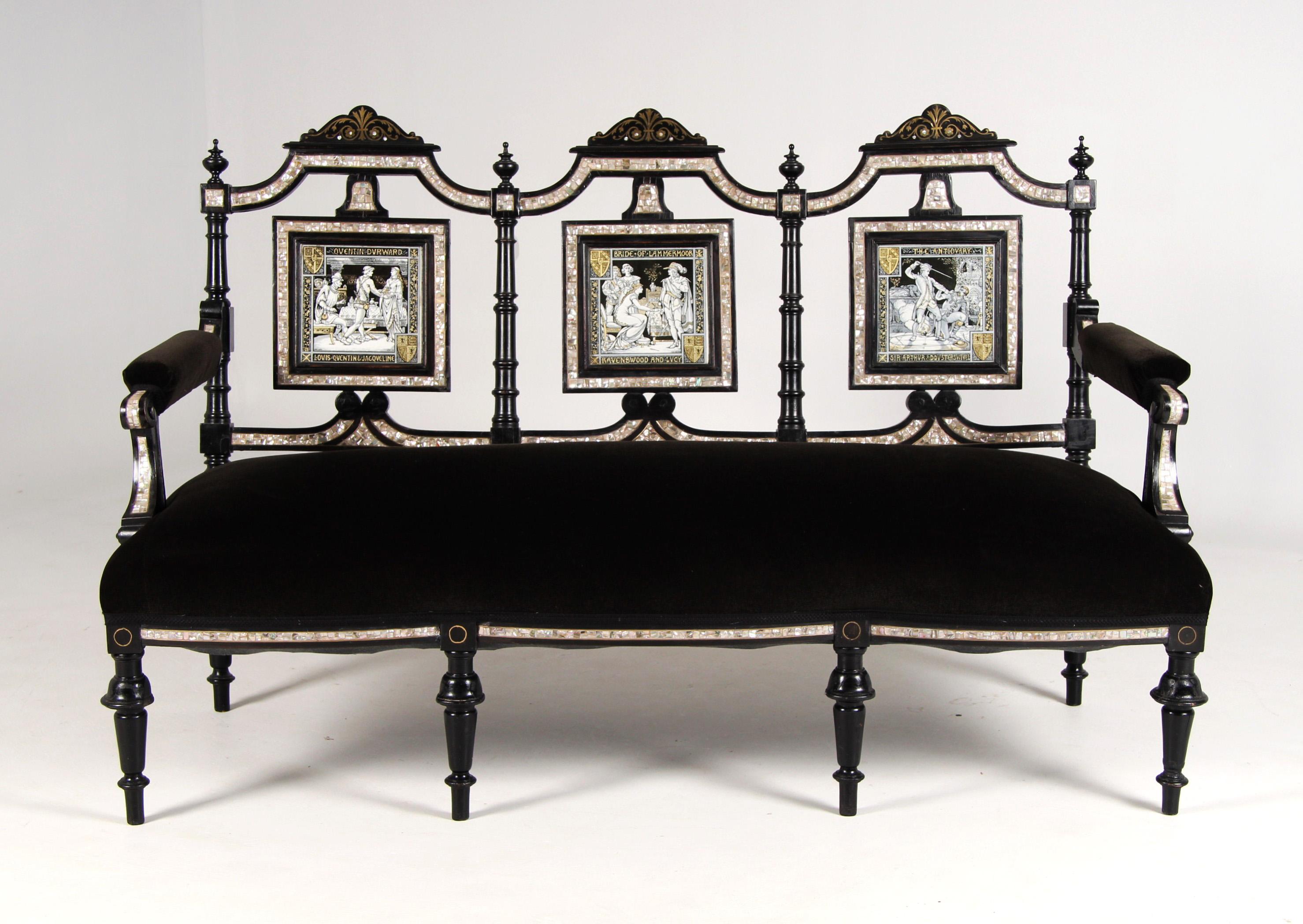 Divano inglese della fine del XIX secolo con piastrelle di John Moyr Smith, Inghilterra, circa 1875 in vendita 4