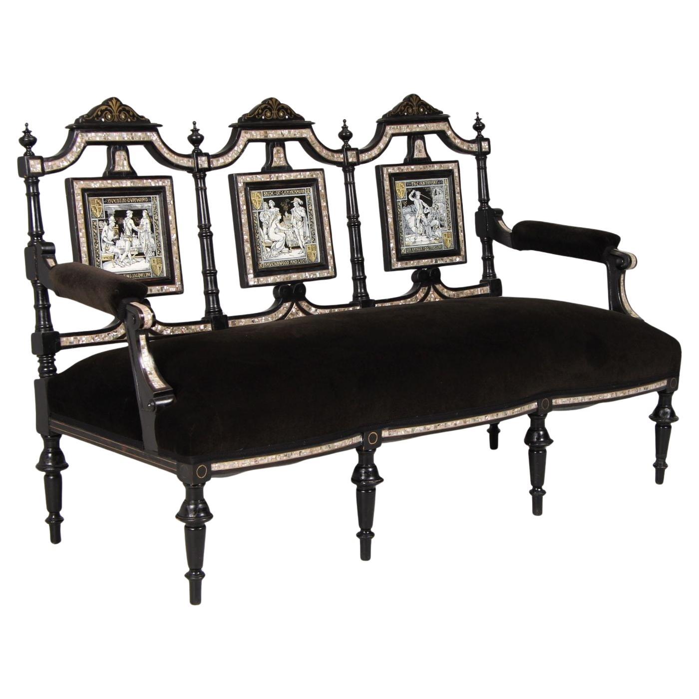 Divano inglese della fine del XIX secolo con piastrelle di John Moyr Smith, Inghilterra, circa 1875 in vendita