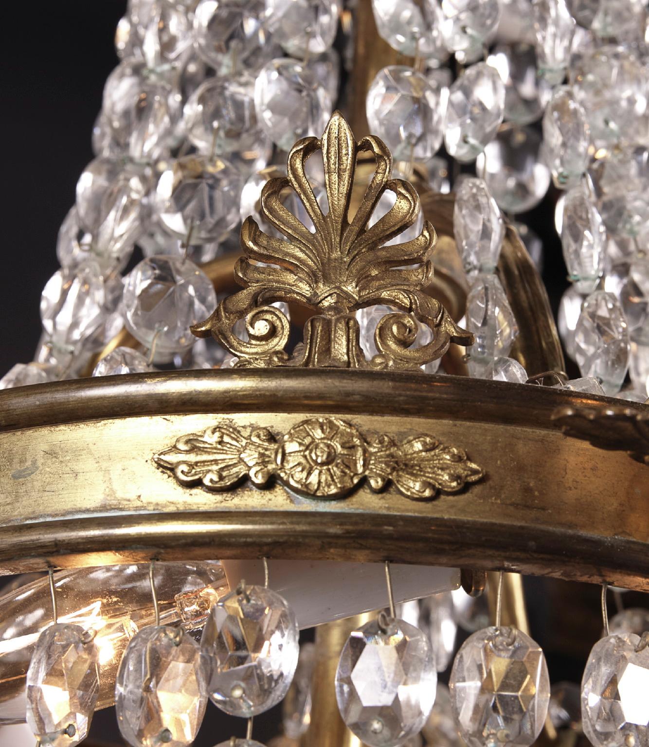 Empire-Kronleuchter aus Bronze und Kristall aus dem späten 19. Jahrhundert (Französisch) im Angebot