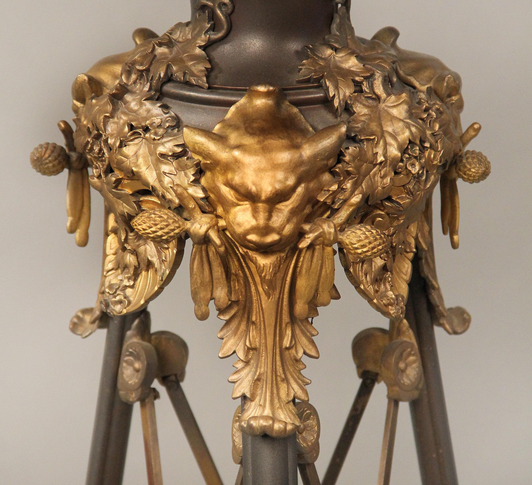 Gilt Late 19th Century Bronze and Onyx “Athenian” Pedestal Table by Georges Servant