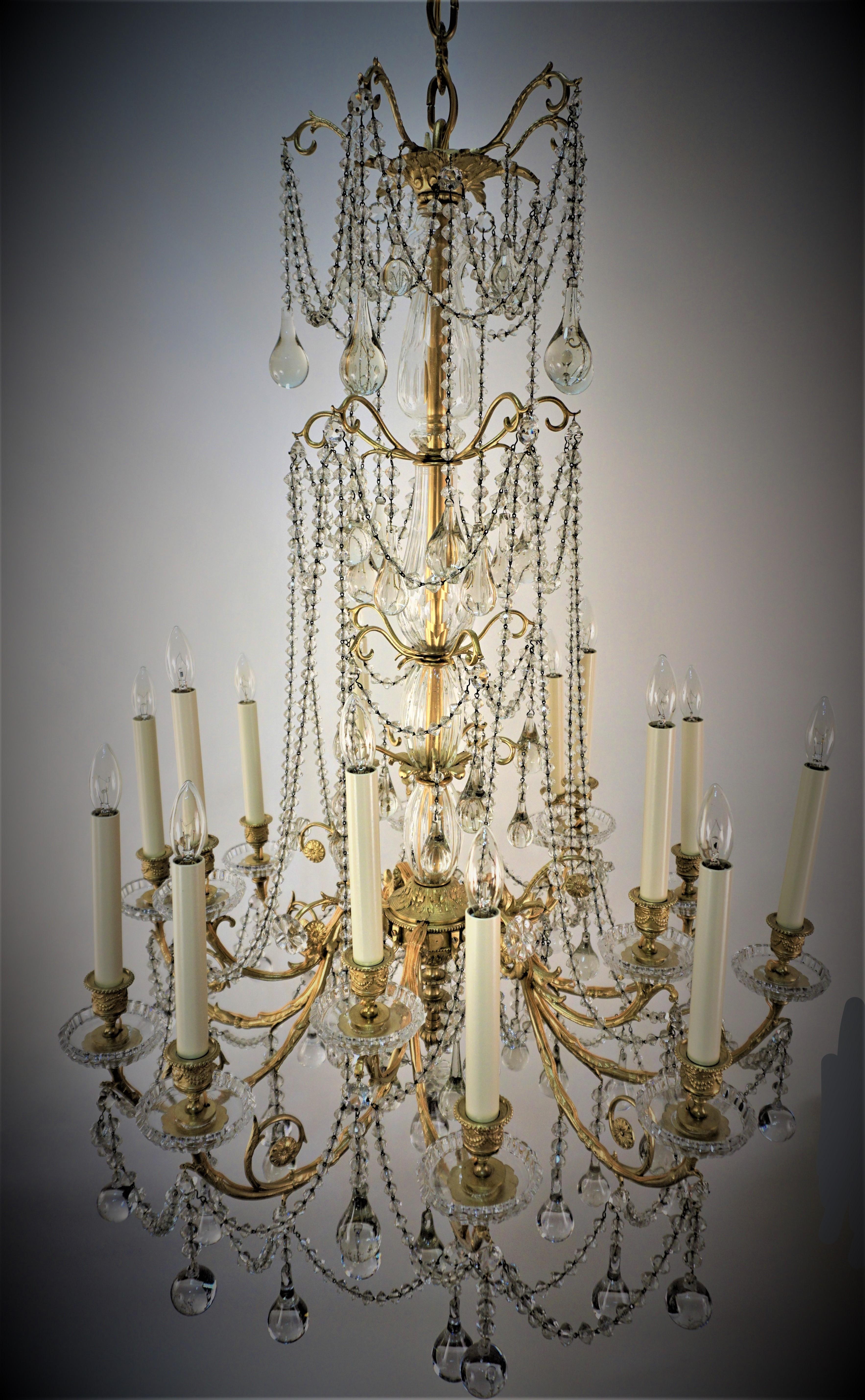 Late 19th Century Bronze and Sign Baccarat Crystal Chandelier For Sale 7