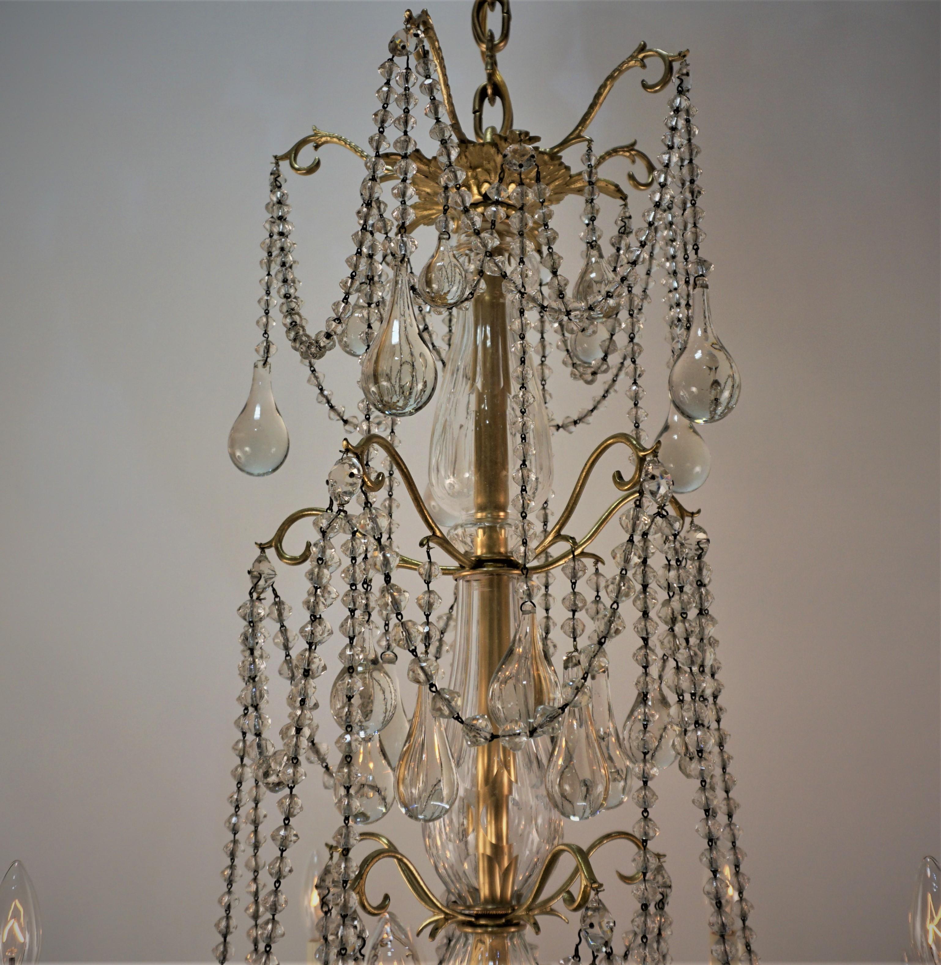 Late 19th Century Bronze and Sign Baccarat Crystal Chandelier For Sale 3