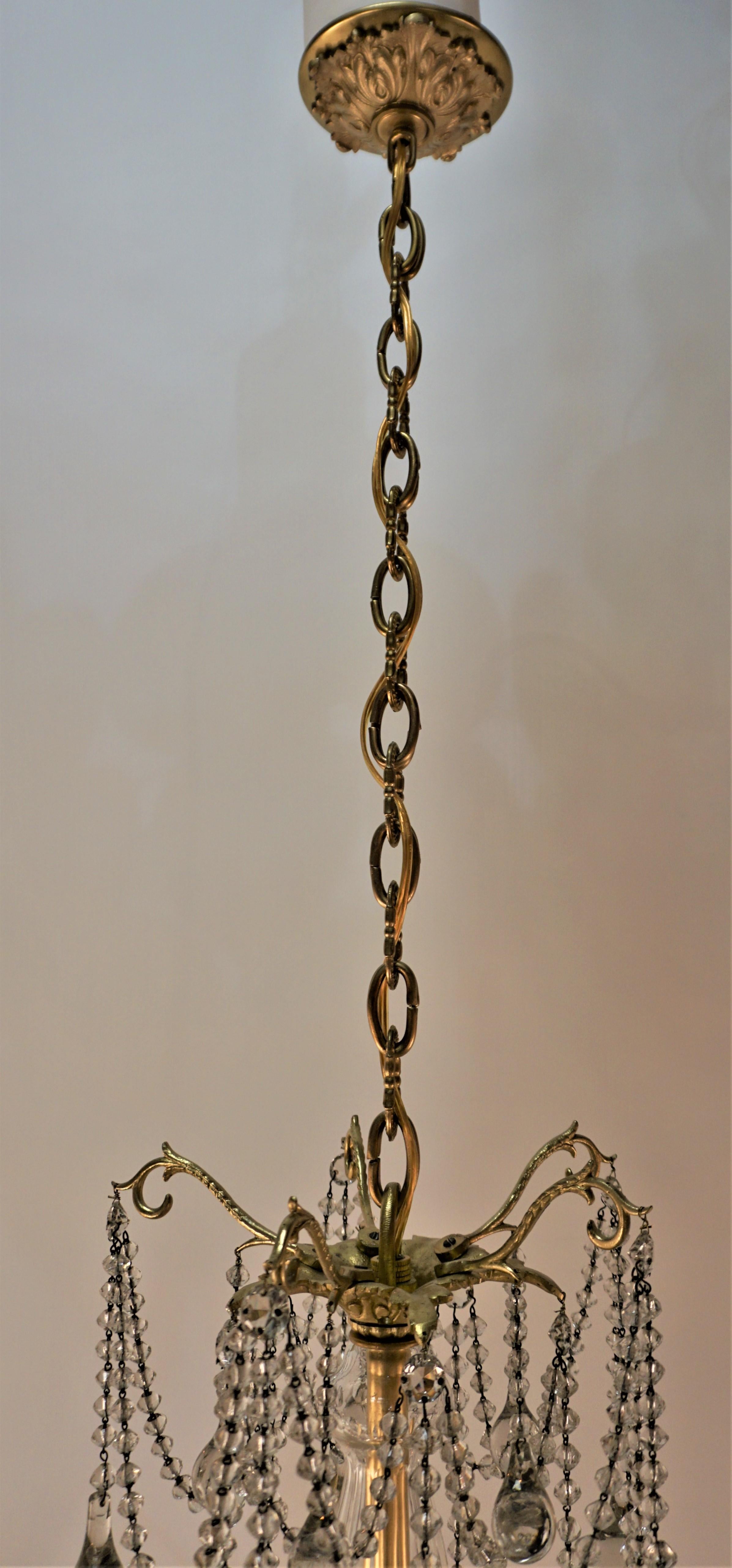 Lustre en bronze et en cristal de Baccarat de la fin du 19e siècle en vente 2