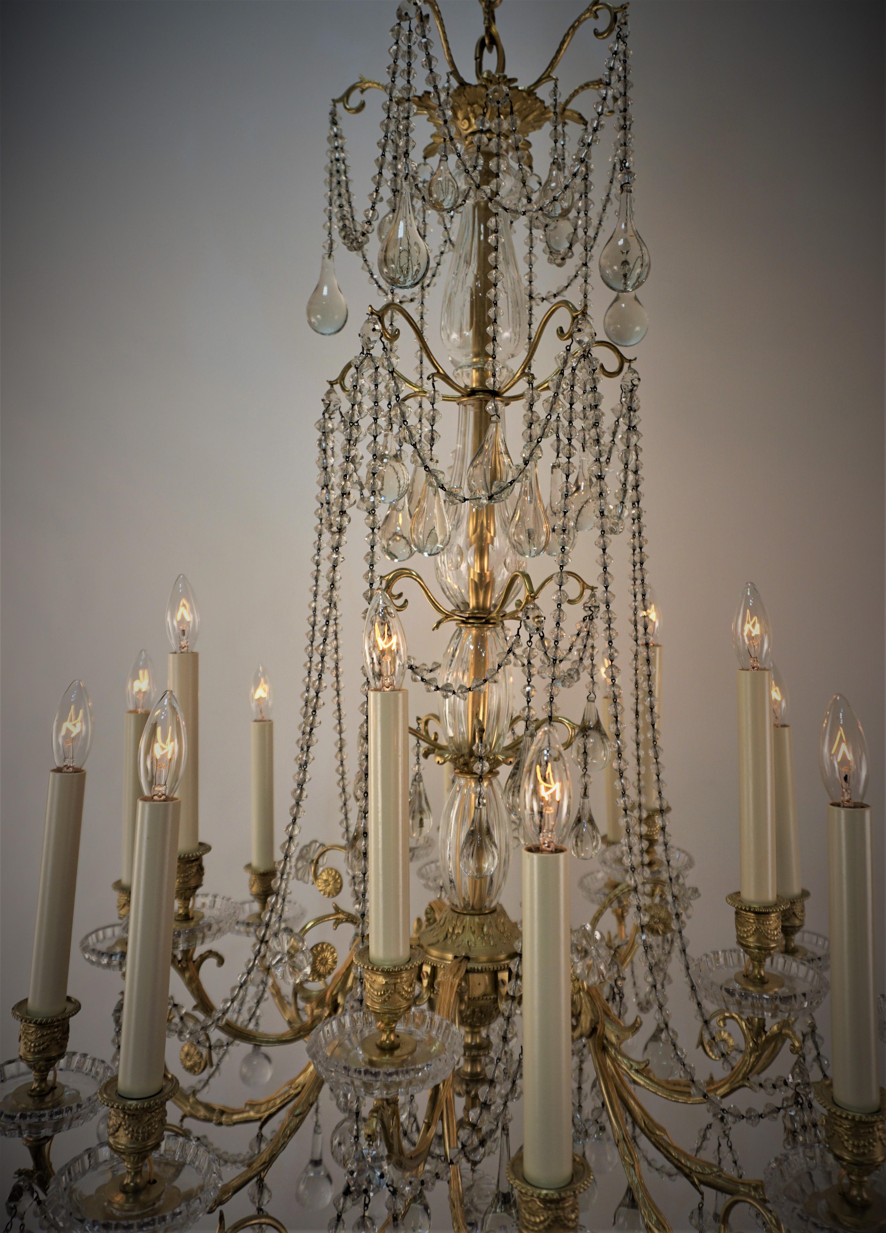 Lustre en bronze et en cristal de Baccarat de la fin du 19e siècle en vente 3