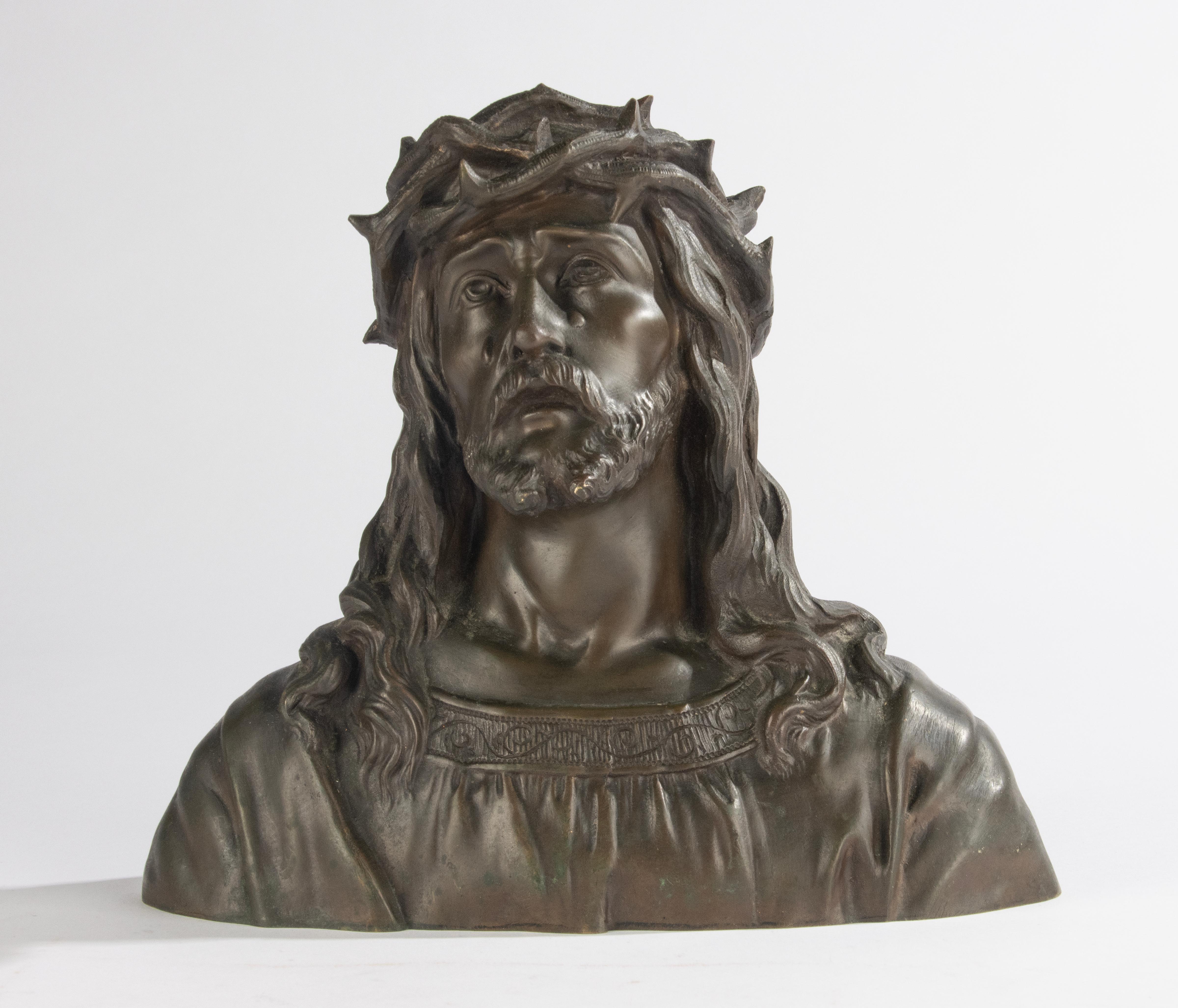 Napoleon III Late 19th Century Bronze Bust - Jesus Christ with Thorn Crown - by Ruffony For Sale