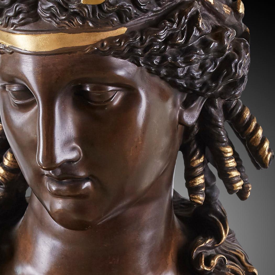 Patinated Late 19th Century Bronze Bust of Ariadne F Barbedienne For Sale