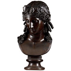 Antique Late 19th Century Bronze Bust of Ariadne F Barbedienne