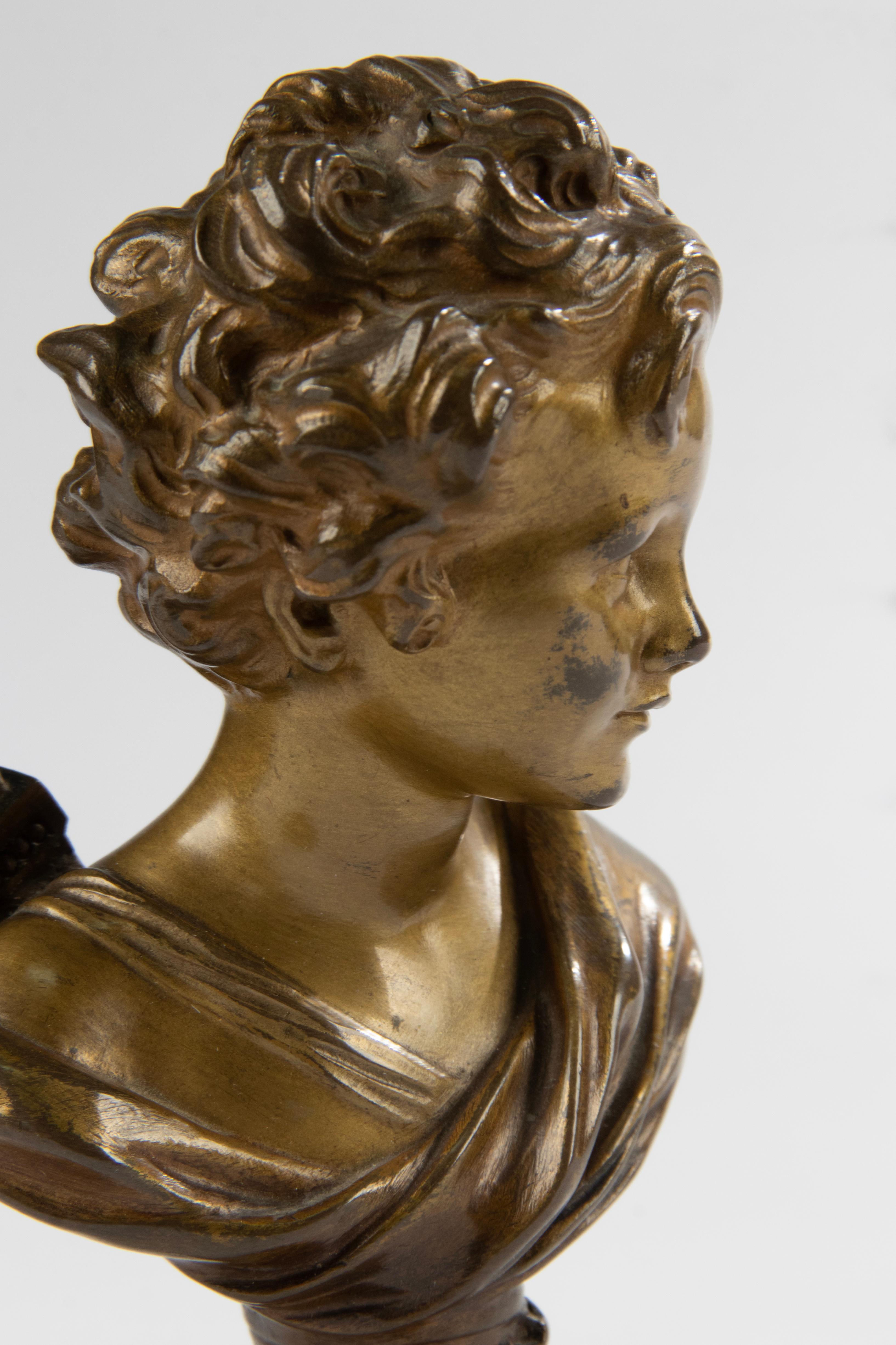 Late 19th Century Bronze Bust of Cupid by Agathon Léonard For Sale 6