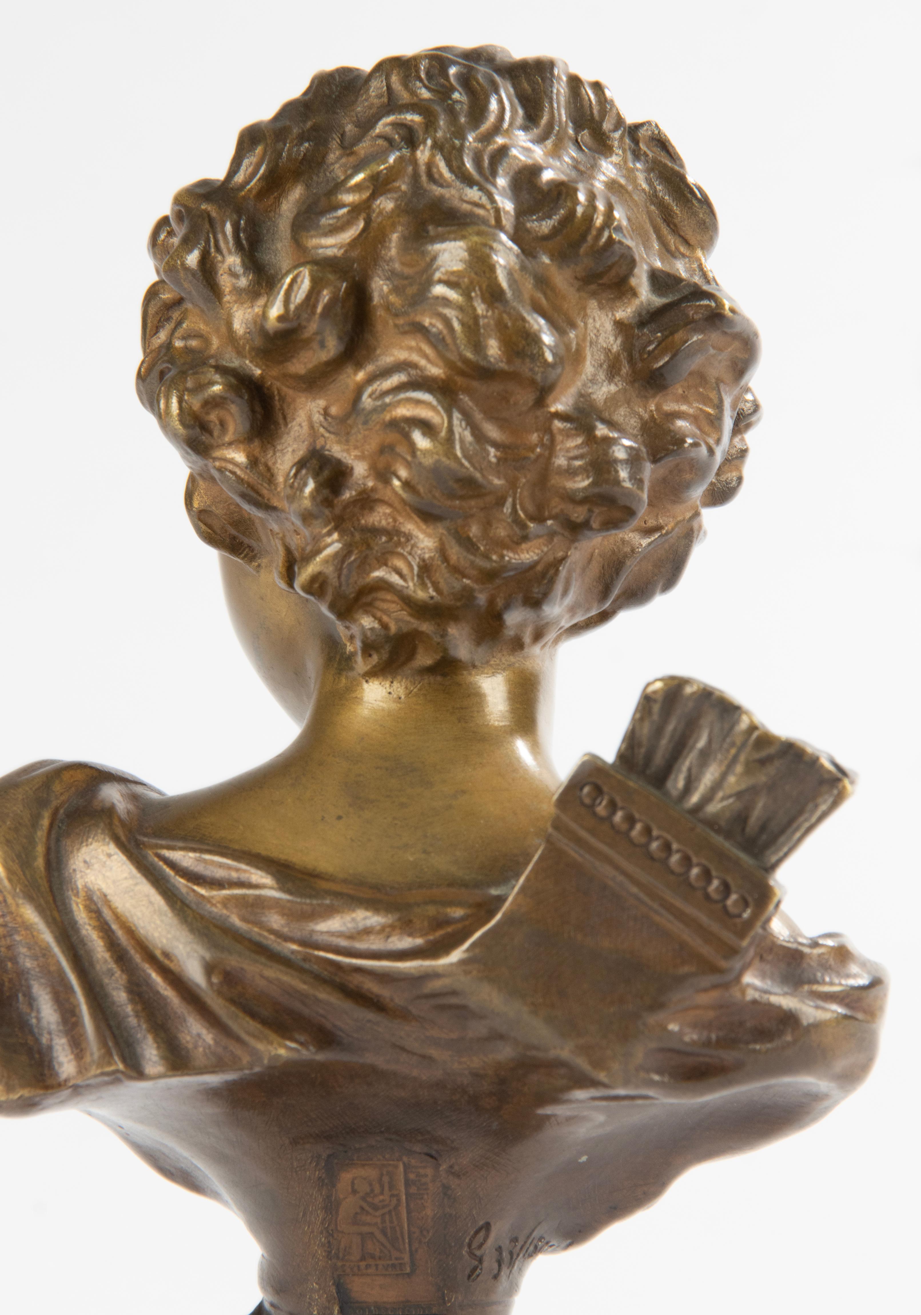 Late 19th Century Bronze Bust of Cupid by Agathon Léonard For Sale 8