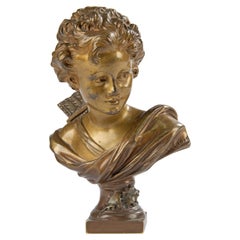 Vintage Late 19th Century Bronze Bust of Cupid by Agathon Léonard