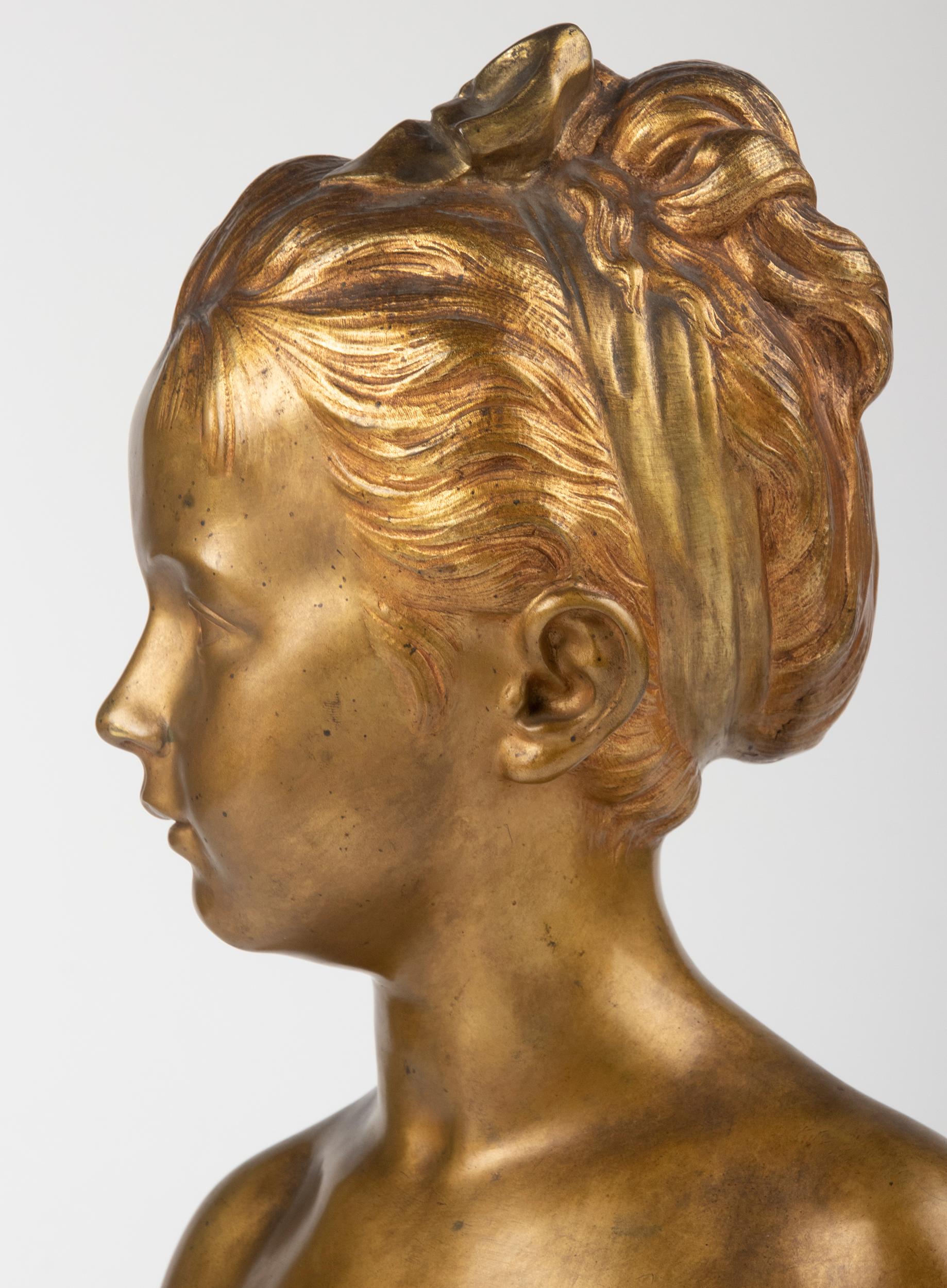 Late 19th Century Bronze Bust of Louise Brongniart After Jean-Antoine Houdon For Sale 12