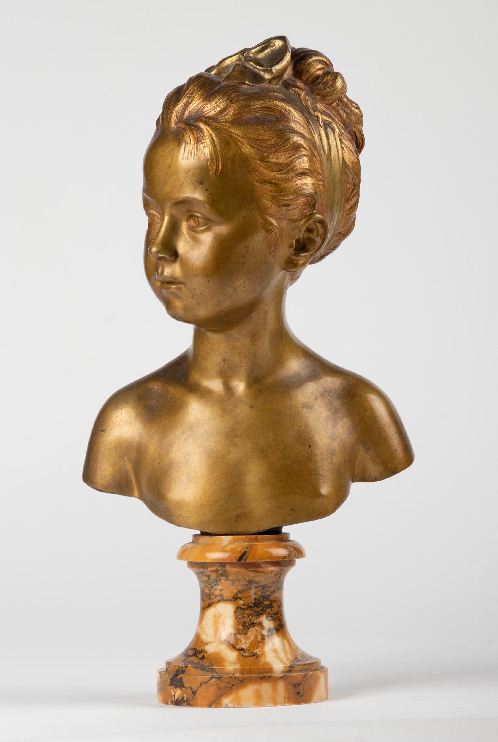 Louis XVI Late 19th Century Bronze Bust of Louise Brongniart After Jean-Antoine Houdon For Sale