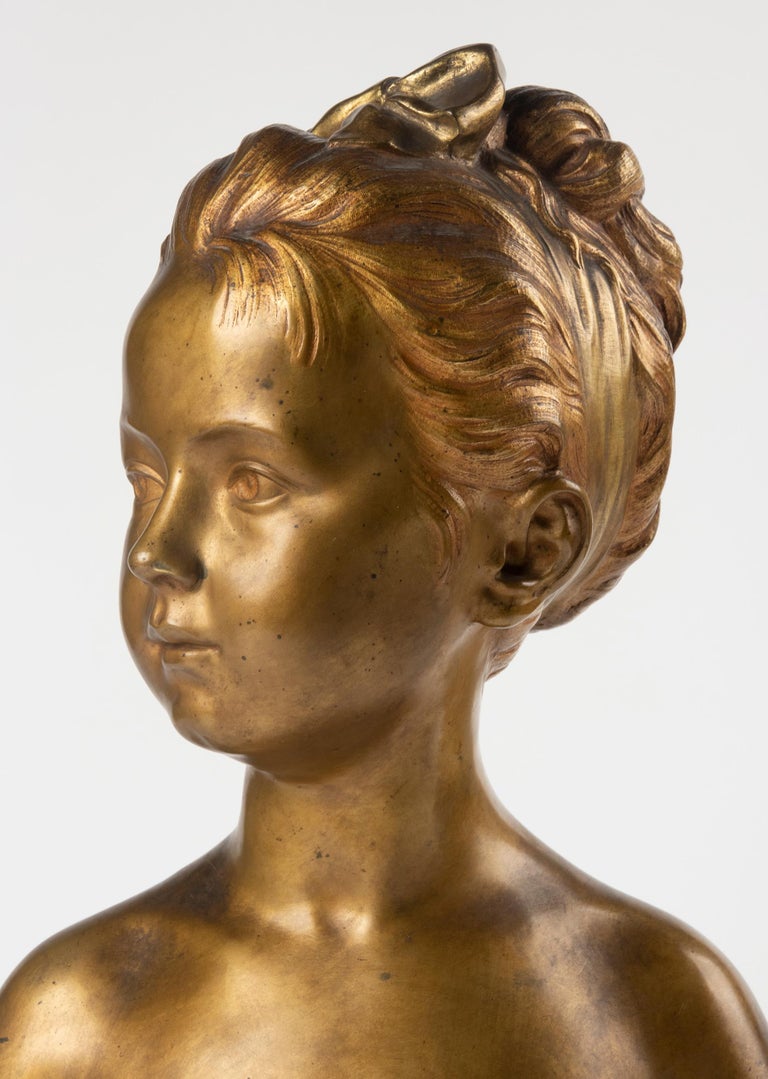 Cast Late 19th Century Bronze Bust of Louise Brongniart After Jean-Antoine Houdon For Sale