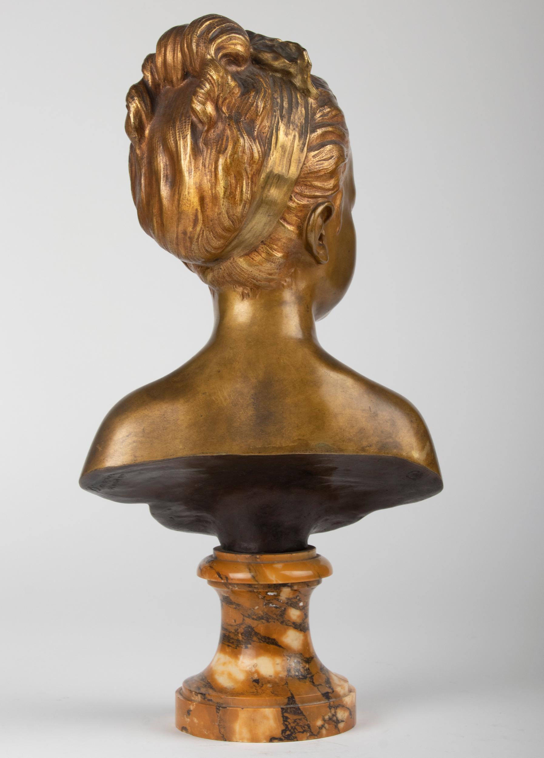 Louis XVI Late 19th Century Bronze Bust of Louise Brongniart After Jean-Antoine Houdon For Sale