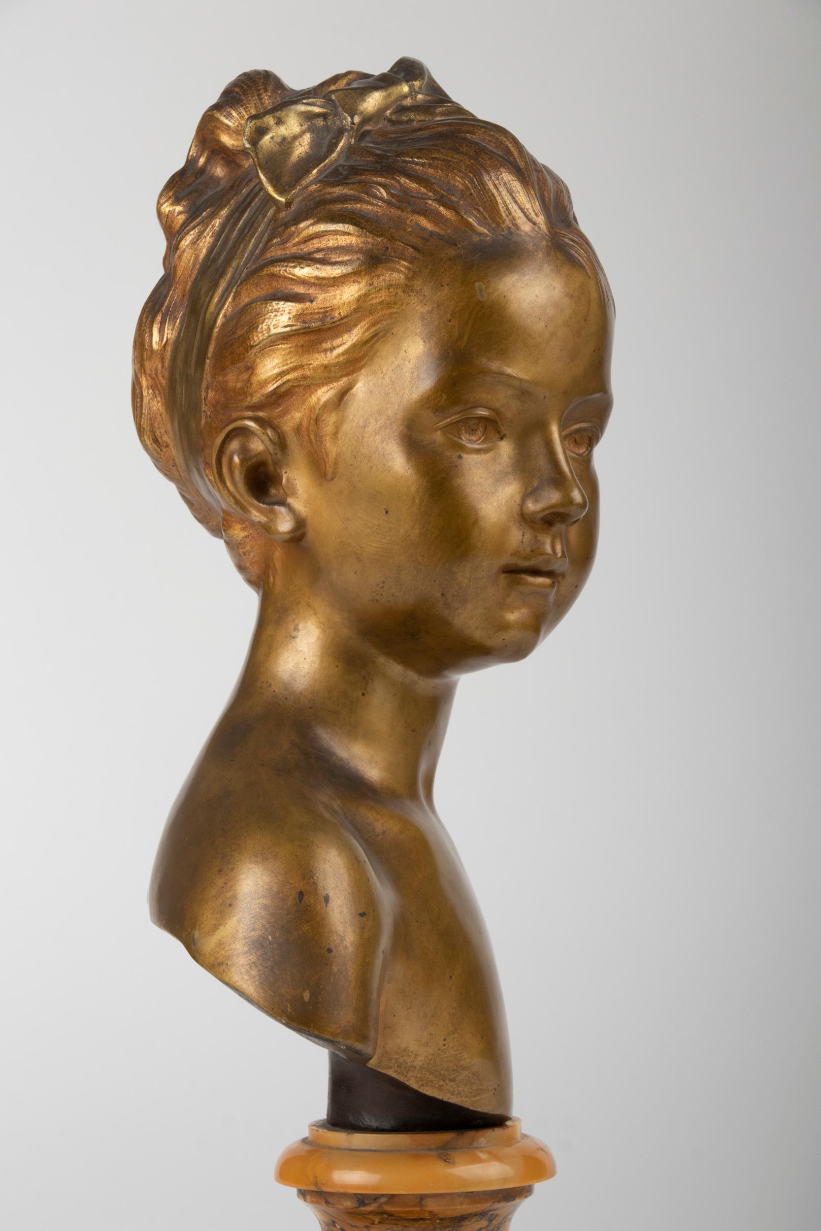 Cast Late 19th Century Bronze Bust of Louise Brongniart After Jean-Antoine Houdon For Sale