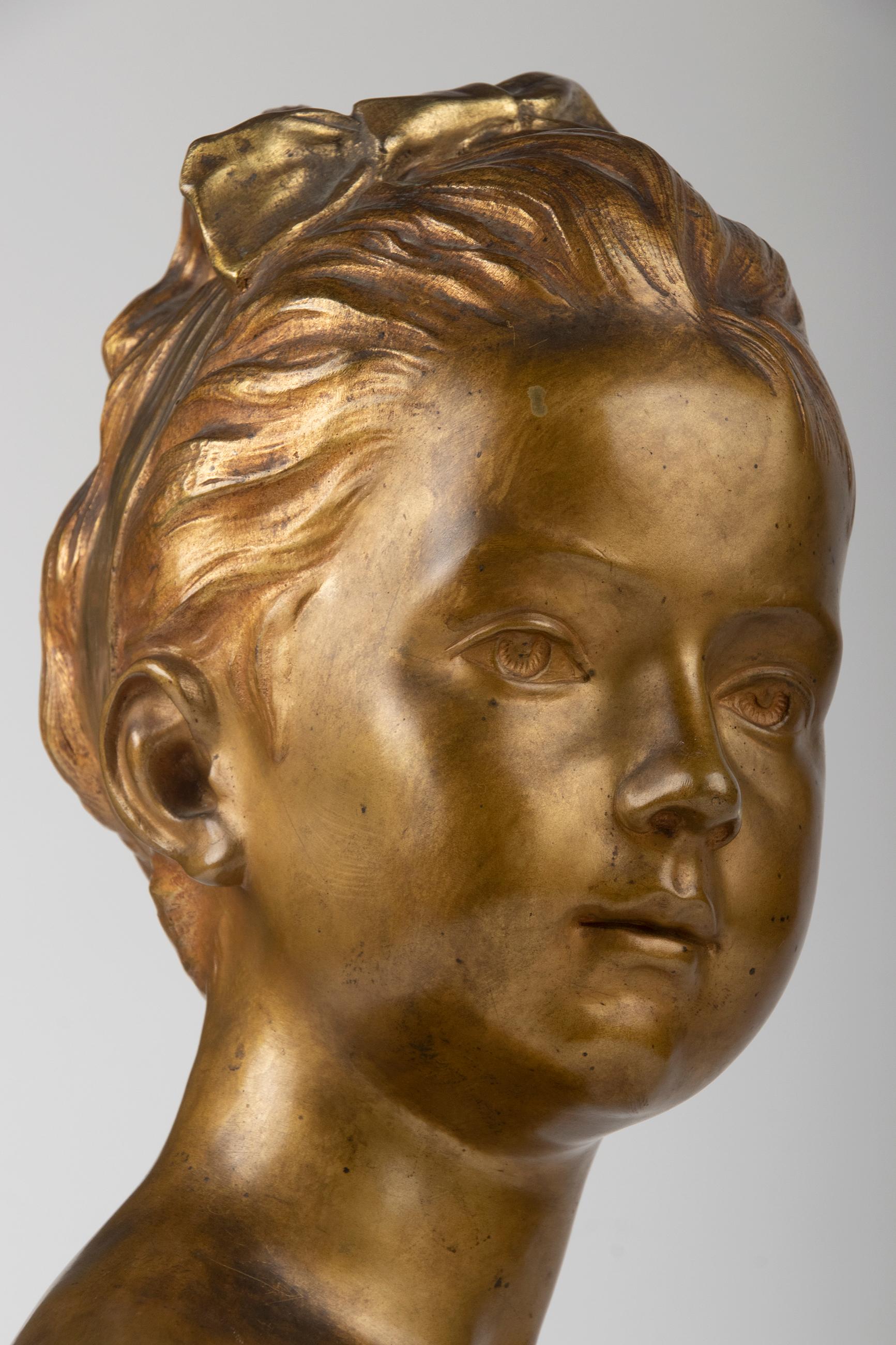 Late 19th Century Bronze Bust of Louise Brongniart After Jean-Antoine Houdon In Good Condition For Sale In Casteren, Noord-Brabant