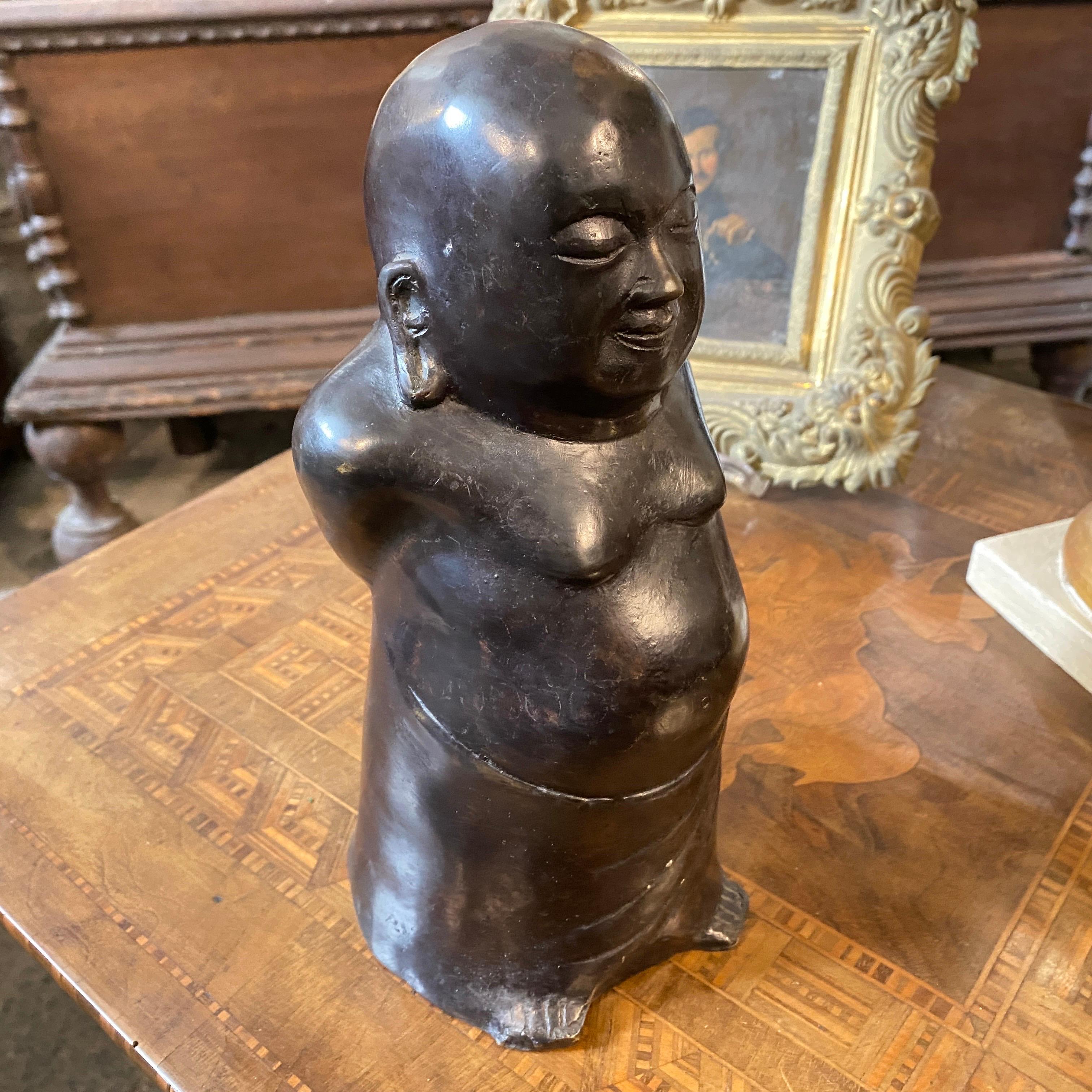 Late 19th Century Bronze Chinese Buddha Sculpture For Sale 6