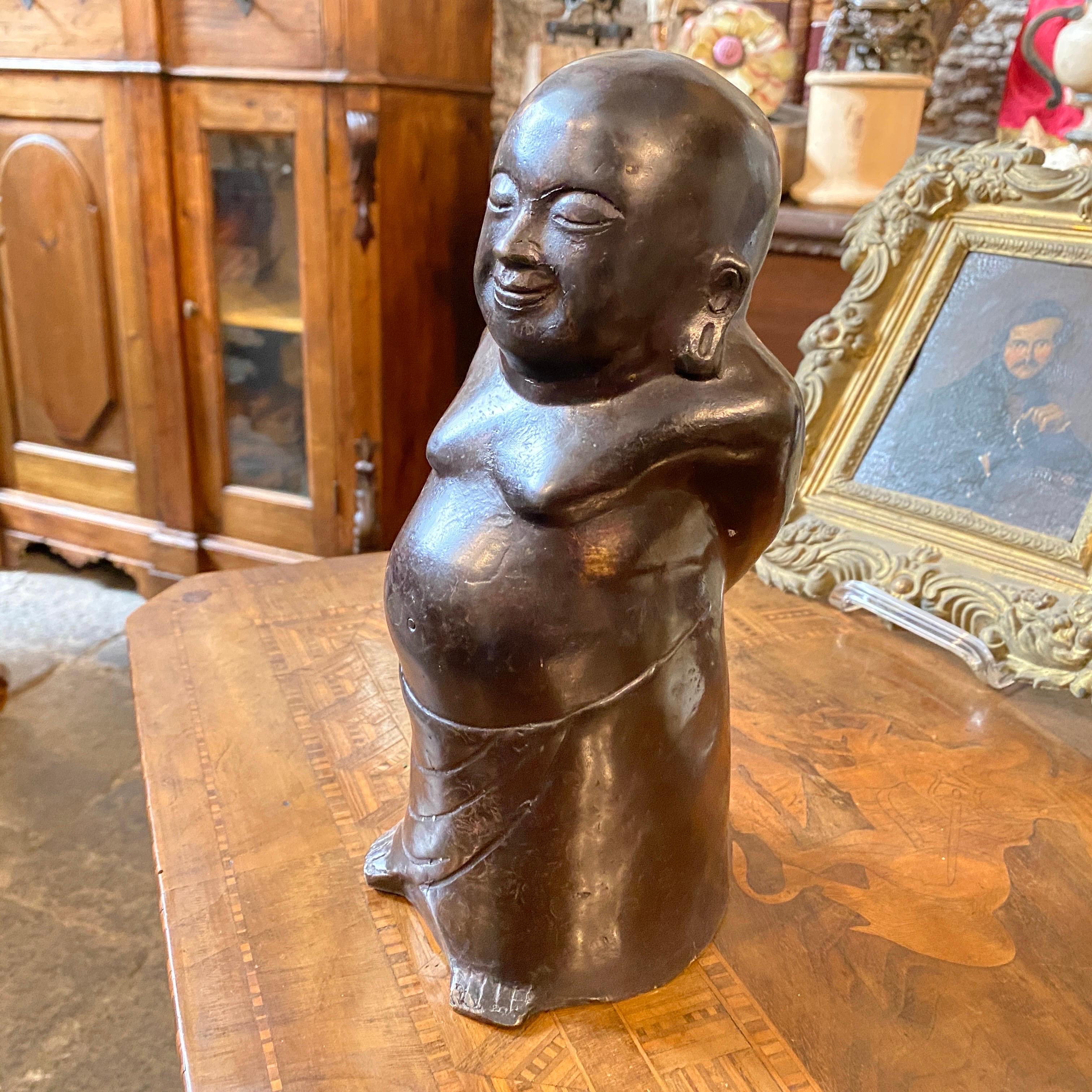 Hand-Crafted Late 19th Century Bronze Chinese Buddha Sculpture For Sale
