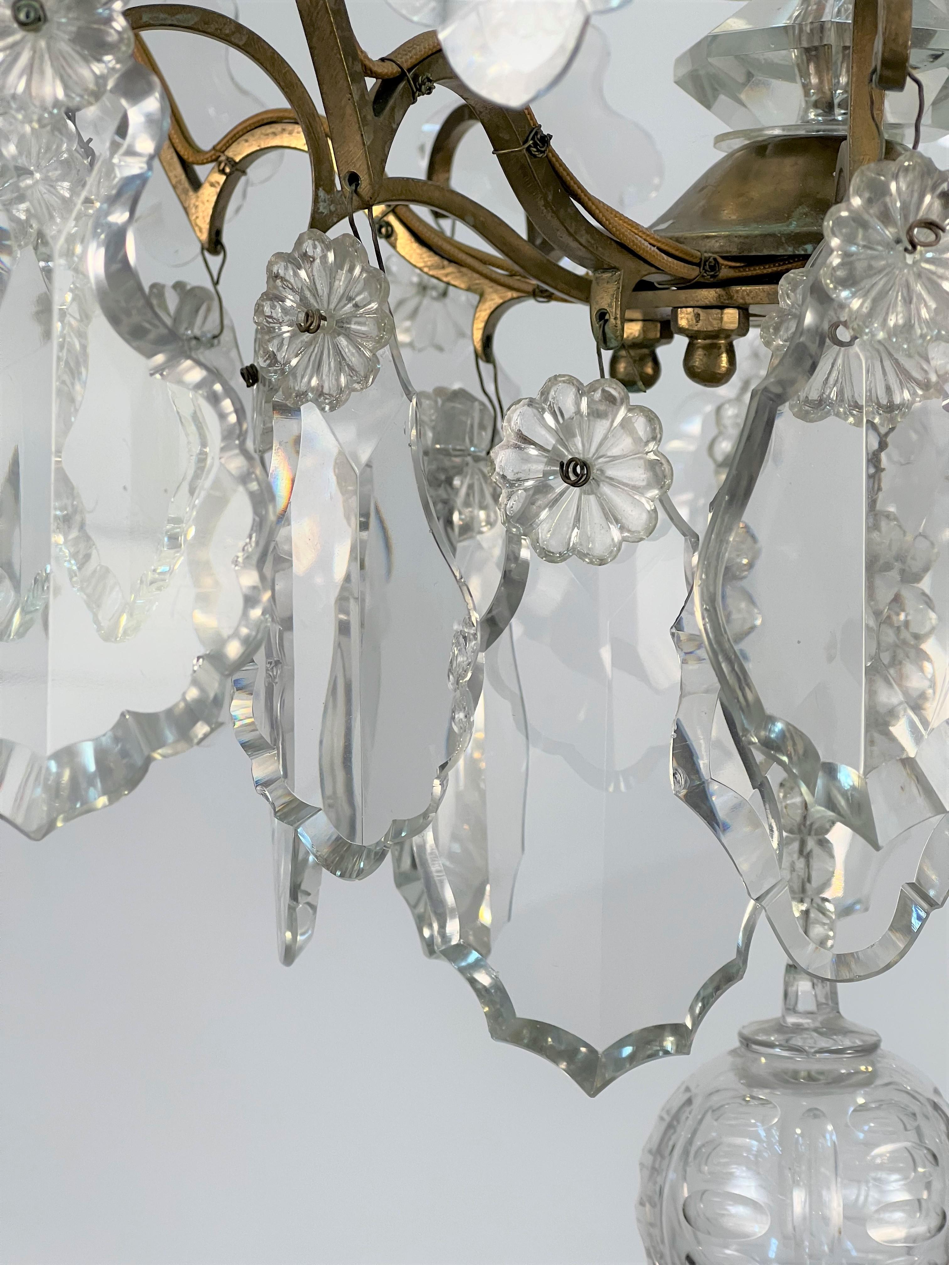 Late 19th Century Bronze & Crystal Chandelier For Sale 4