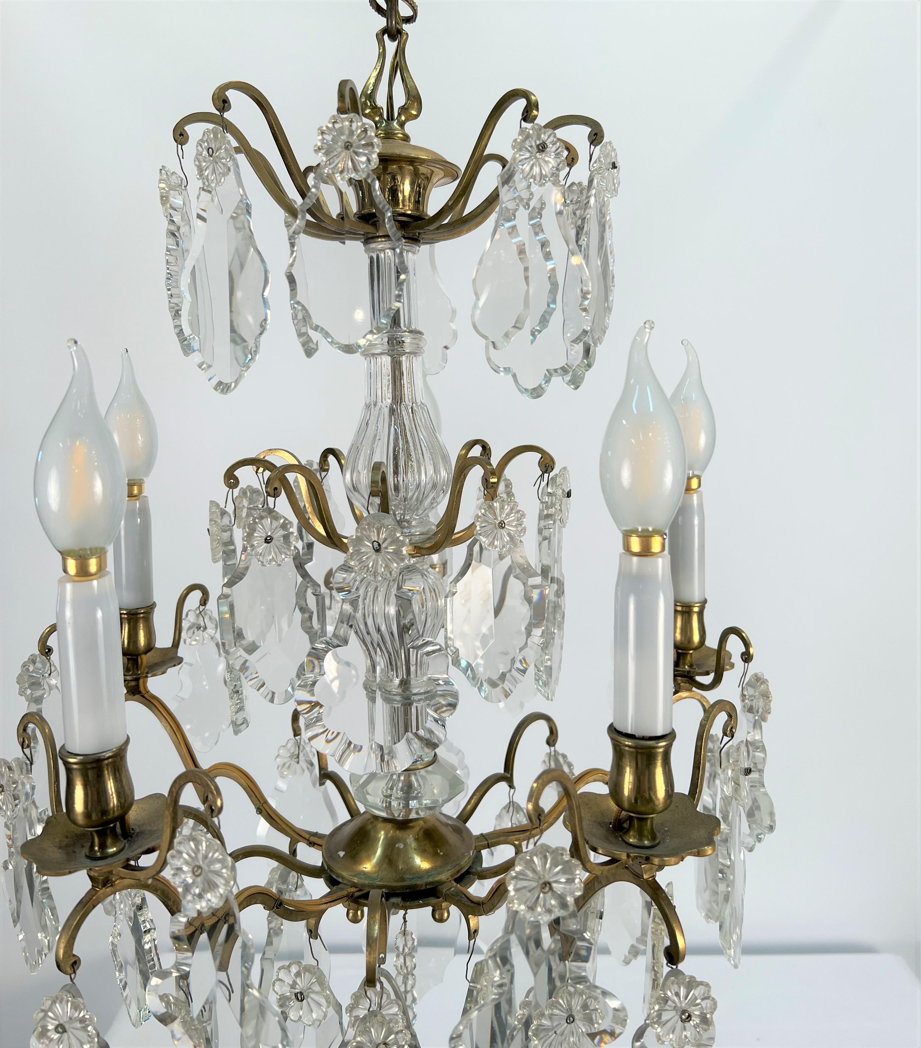 Late 19th Century Bronze & Crystal Chandelier For Sale 6