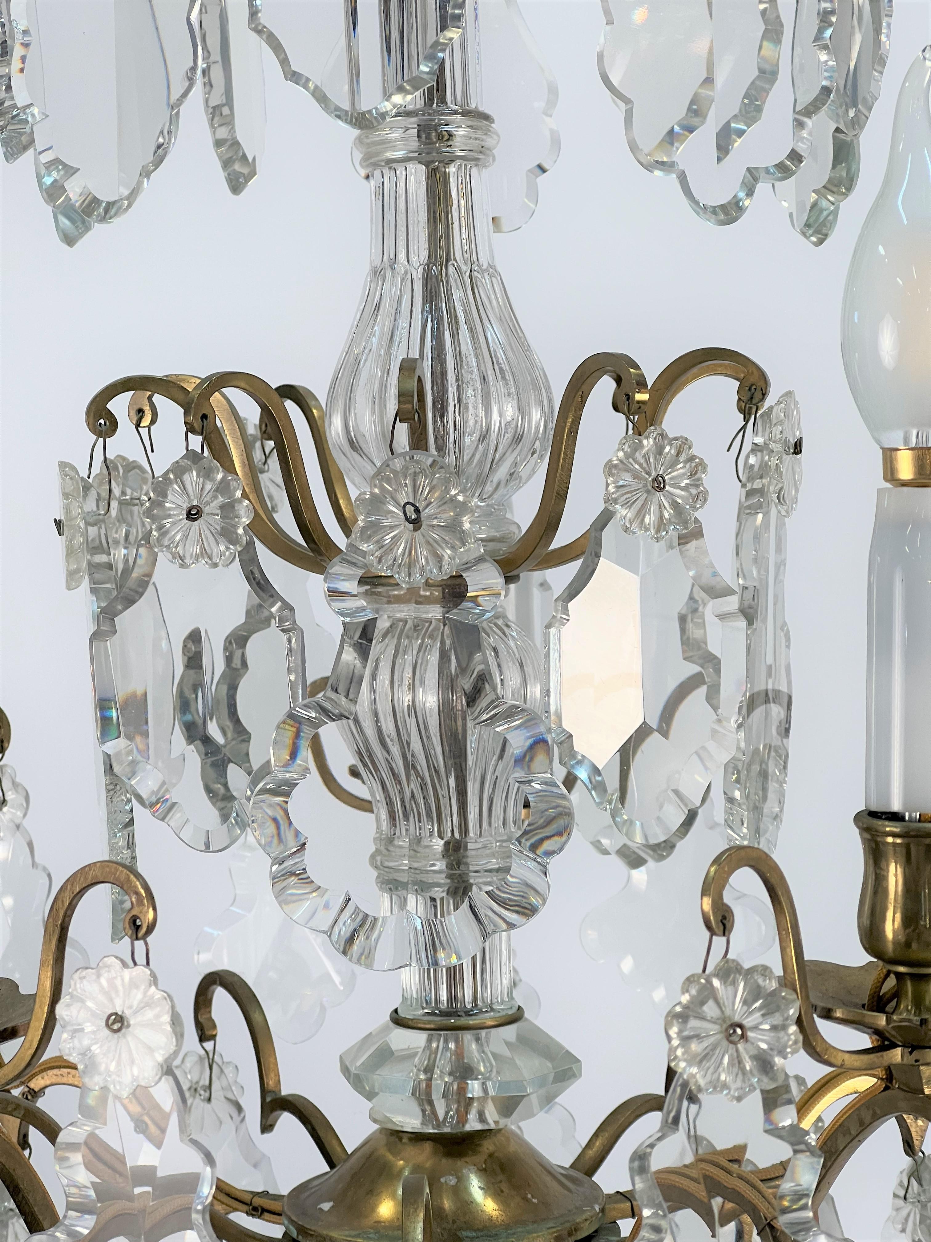 Late 19th Century Bronze & Crystal Chandelier For Sale 7