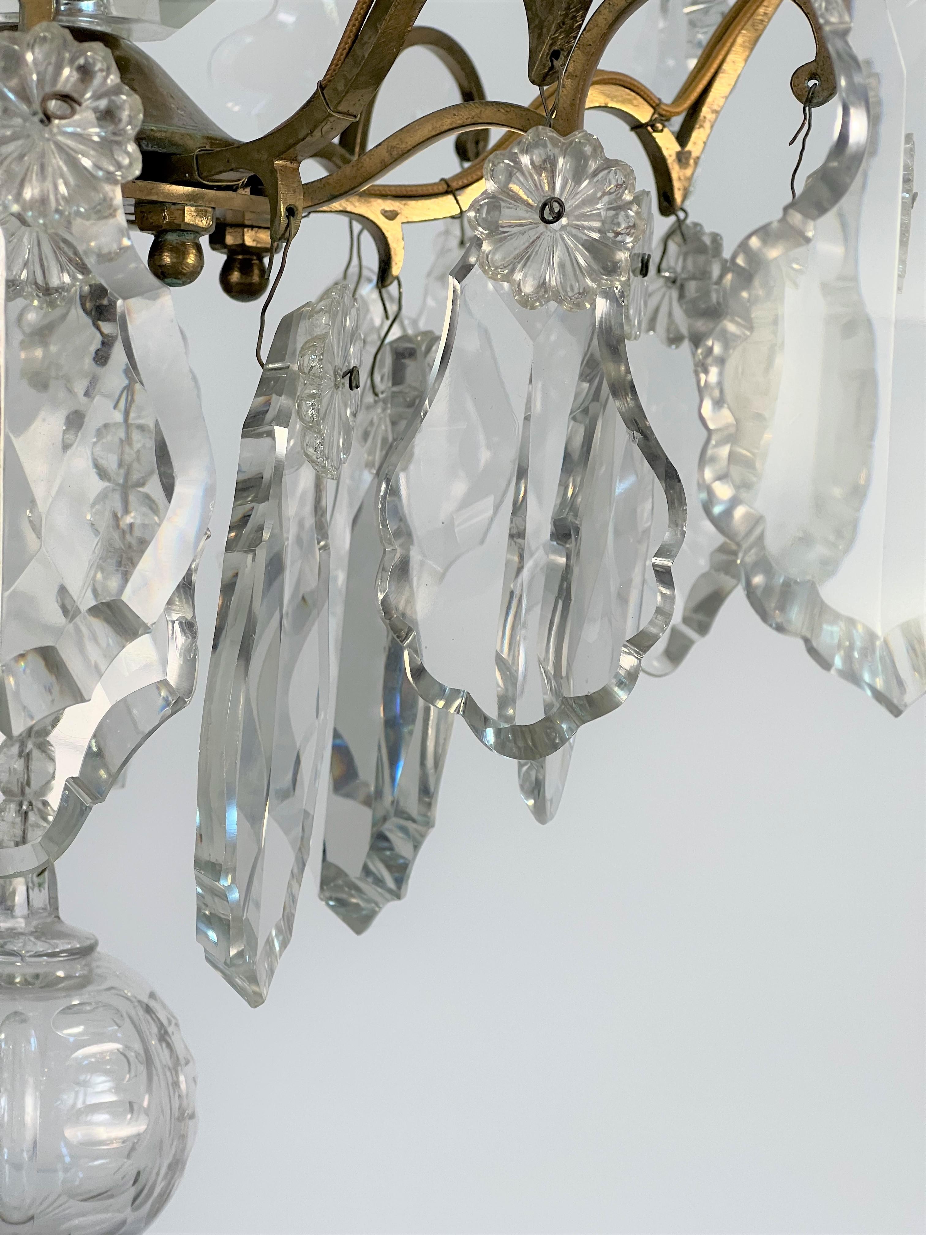 Late 19th Century Bronze & Crystal Chandelier For Sale 3