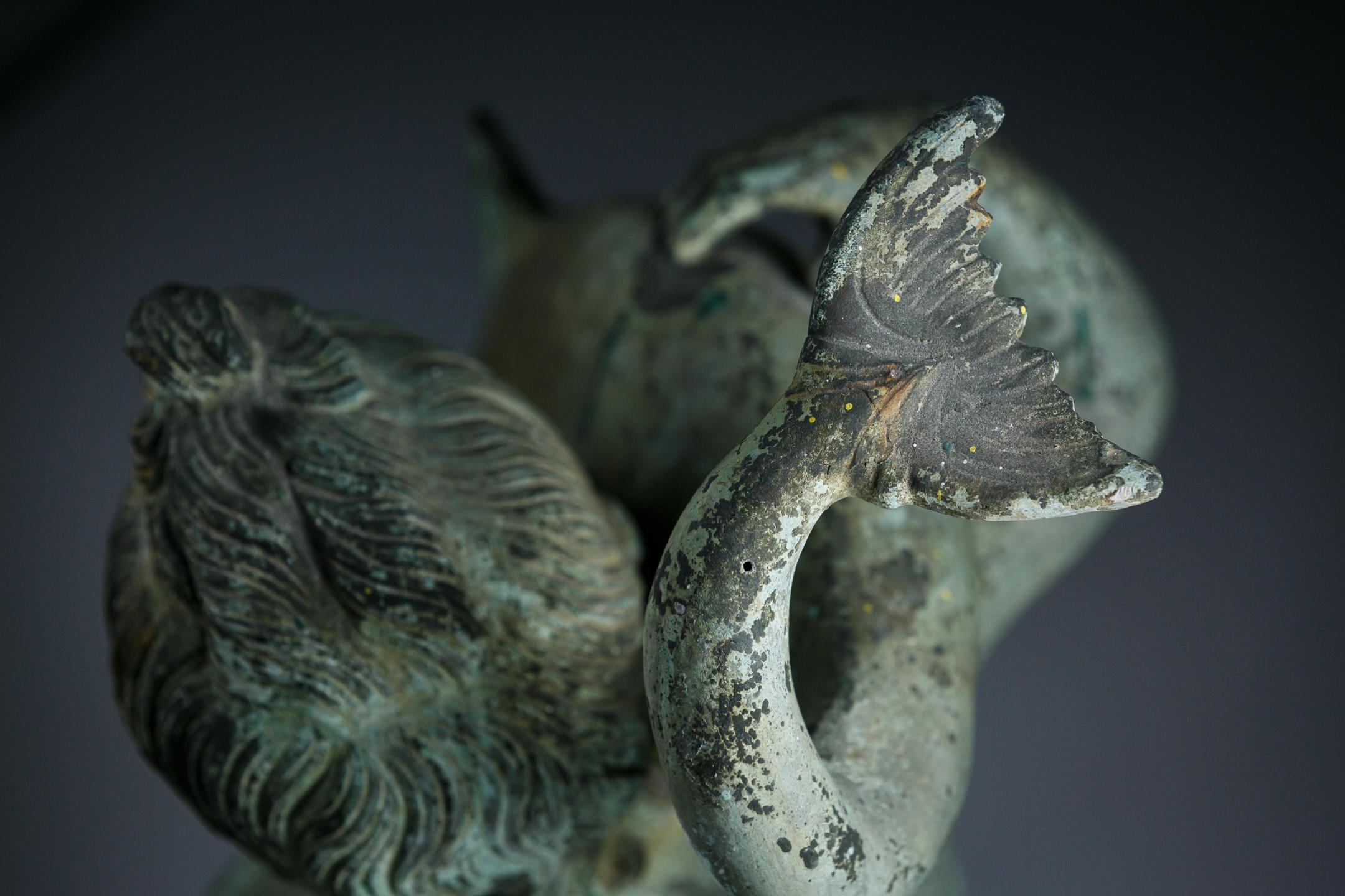 Late 19th Century Bronze Cupid with Dolphin by Sabatino De Angelis & Sons 8