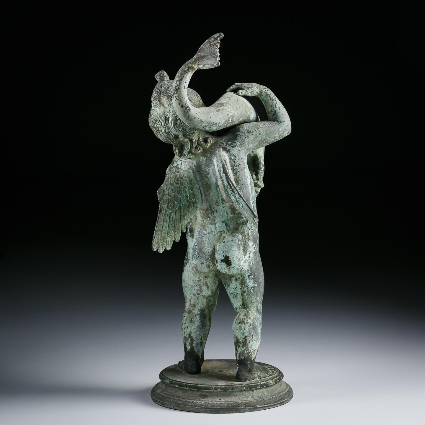 Late 19th Century Bronze Cupid with Dolphin by Sabatino De Angelis & Sons 9