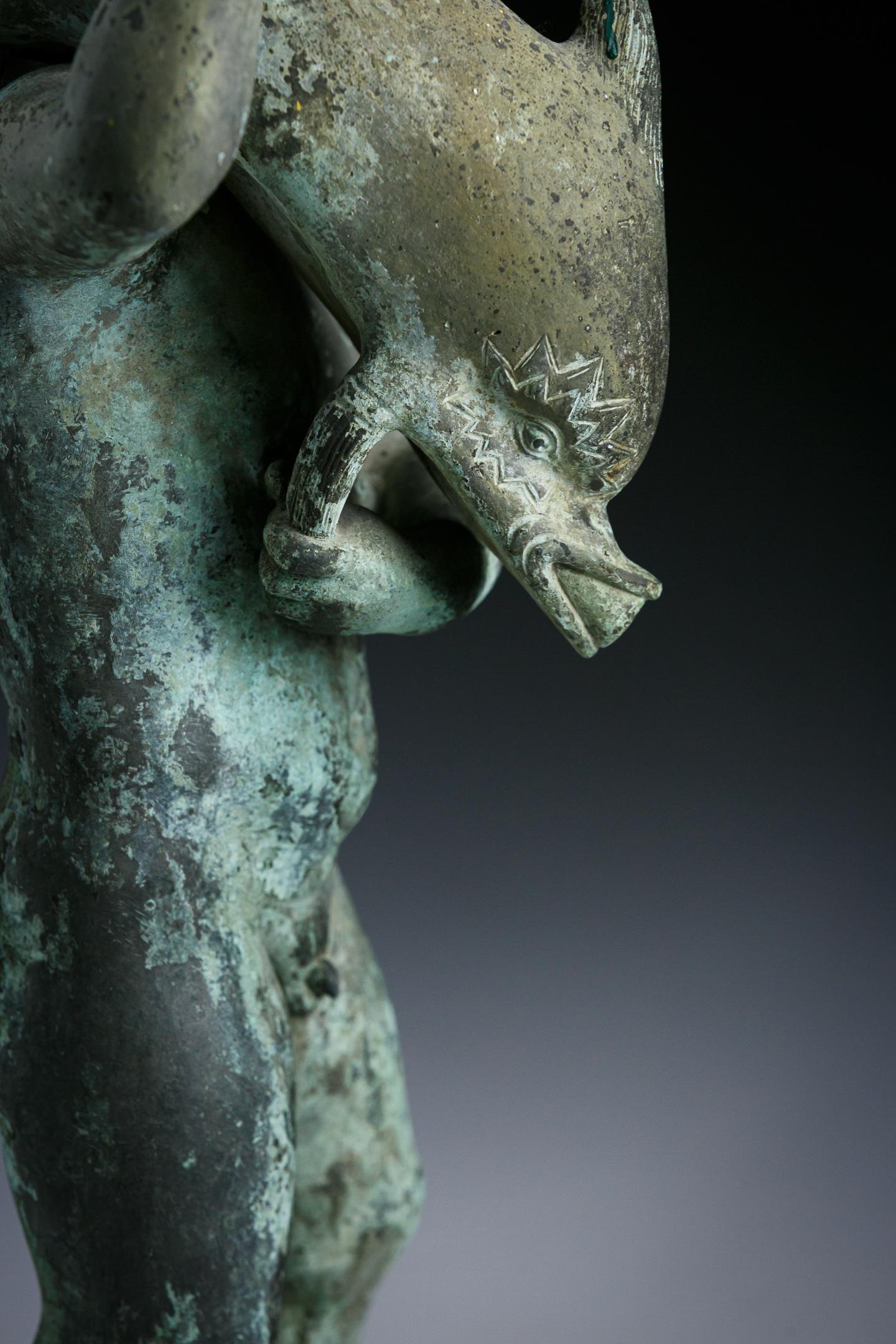 Late 19th Century Bronze Cupid with Dolphin by Sabatino De Angelis & Sons 11