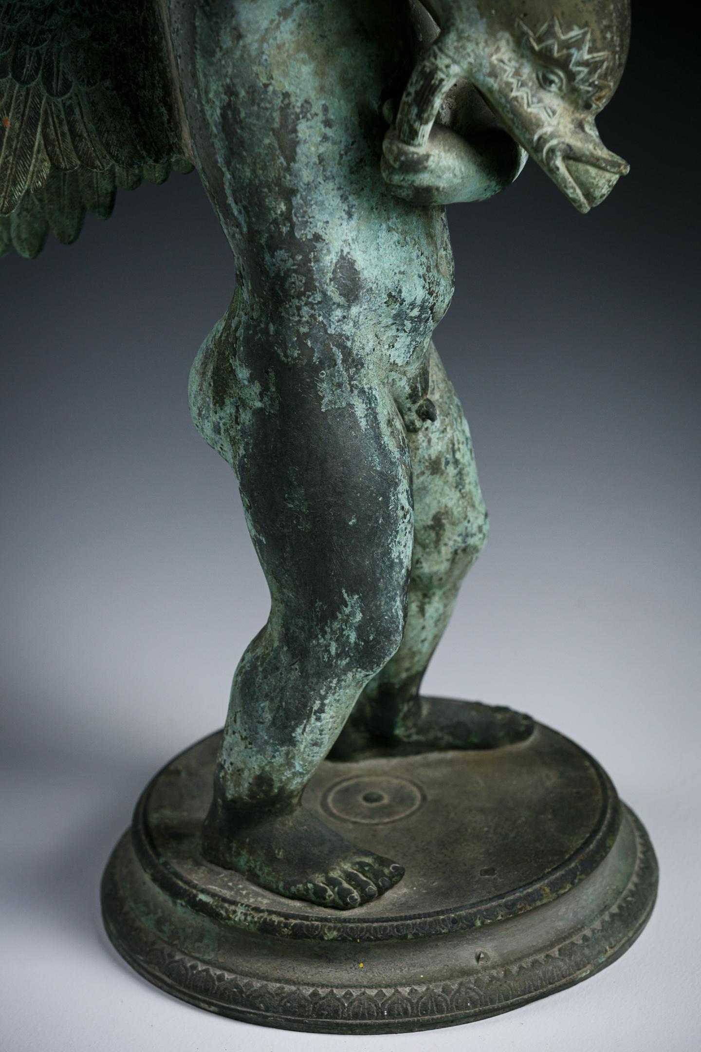 Late 19th Century Bronze Cupid with Dolphin by Sabatino De Angelis & Sons 12
