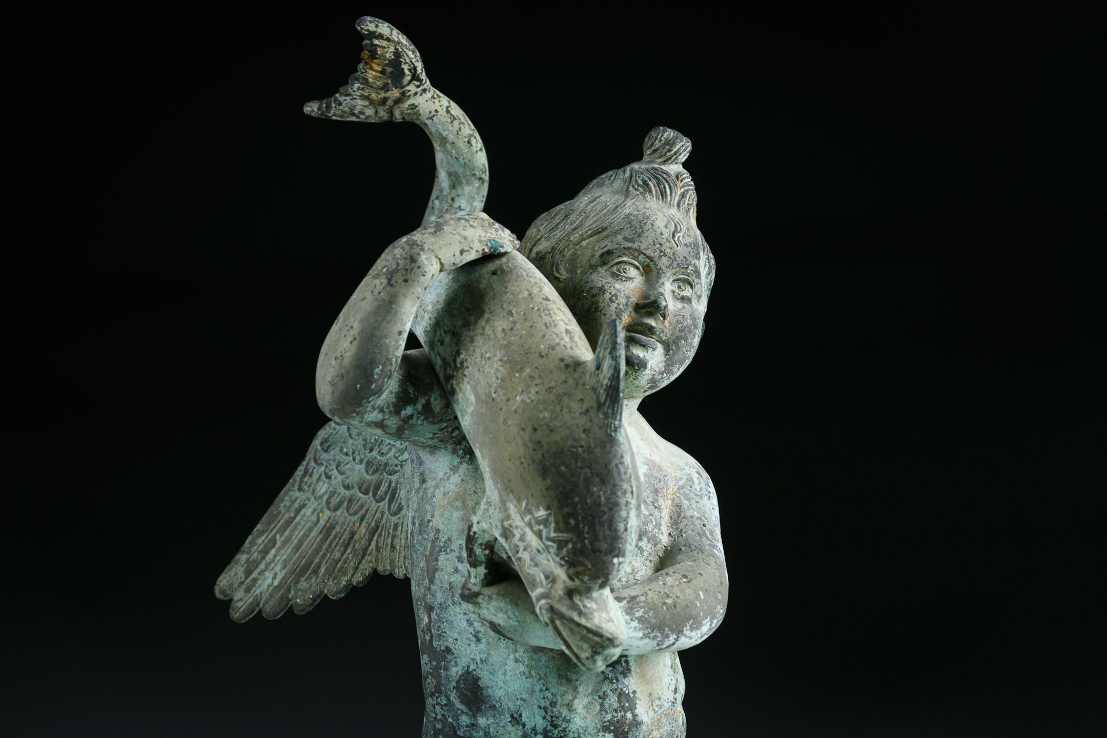 Late 19th Century Bronze Cupid with Dolphin by Sabatino De Angelis & Sons 14