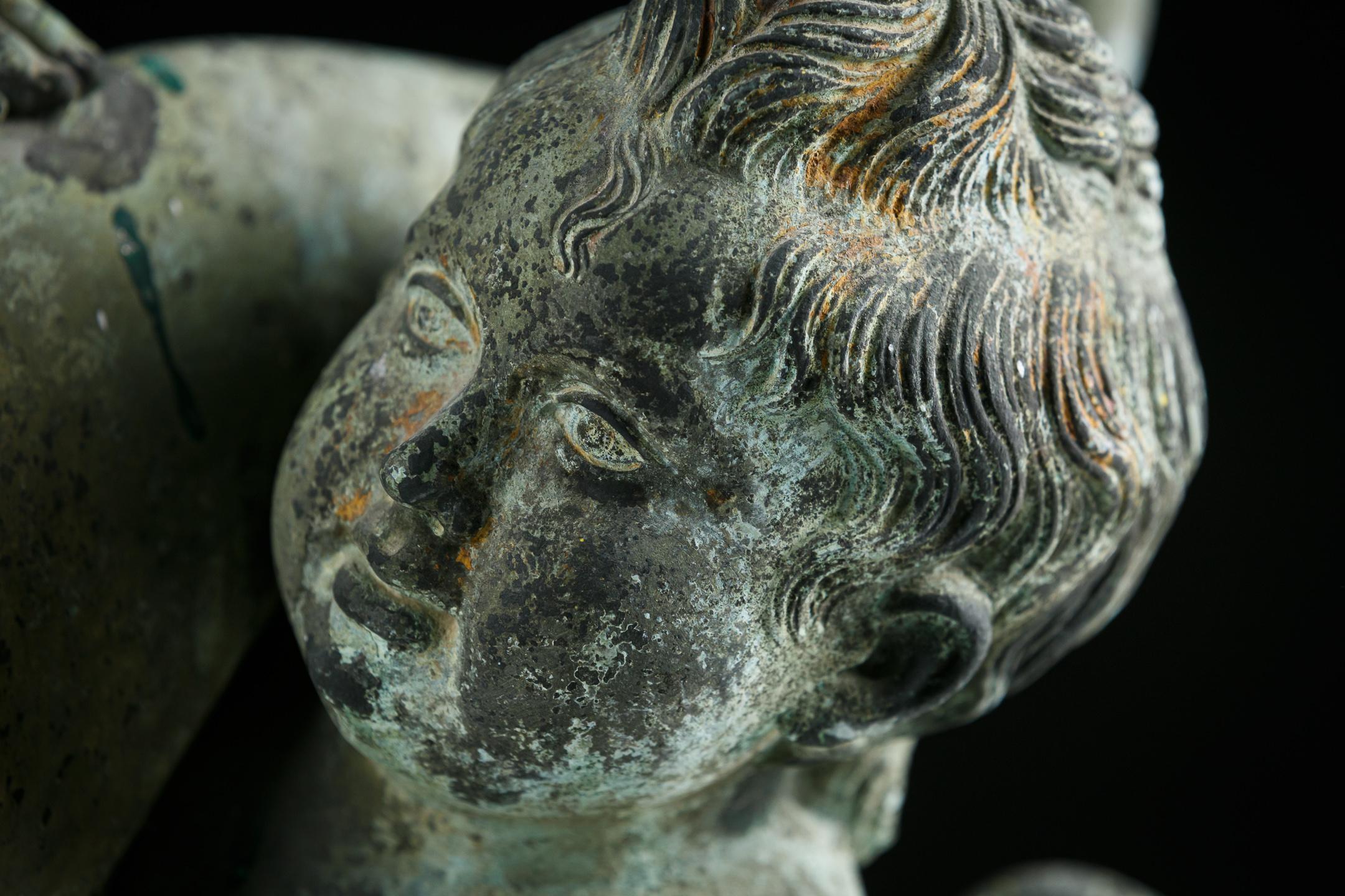 Late 19th Century Bronze Cupid with Dolphin by Sabatino De Angelis & Sons 3