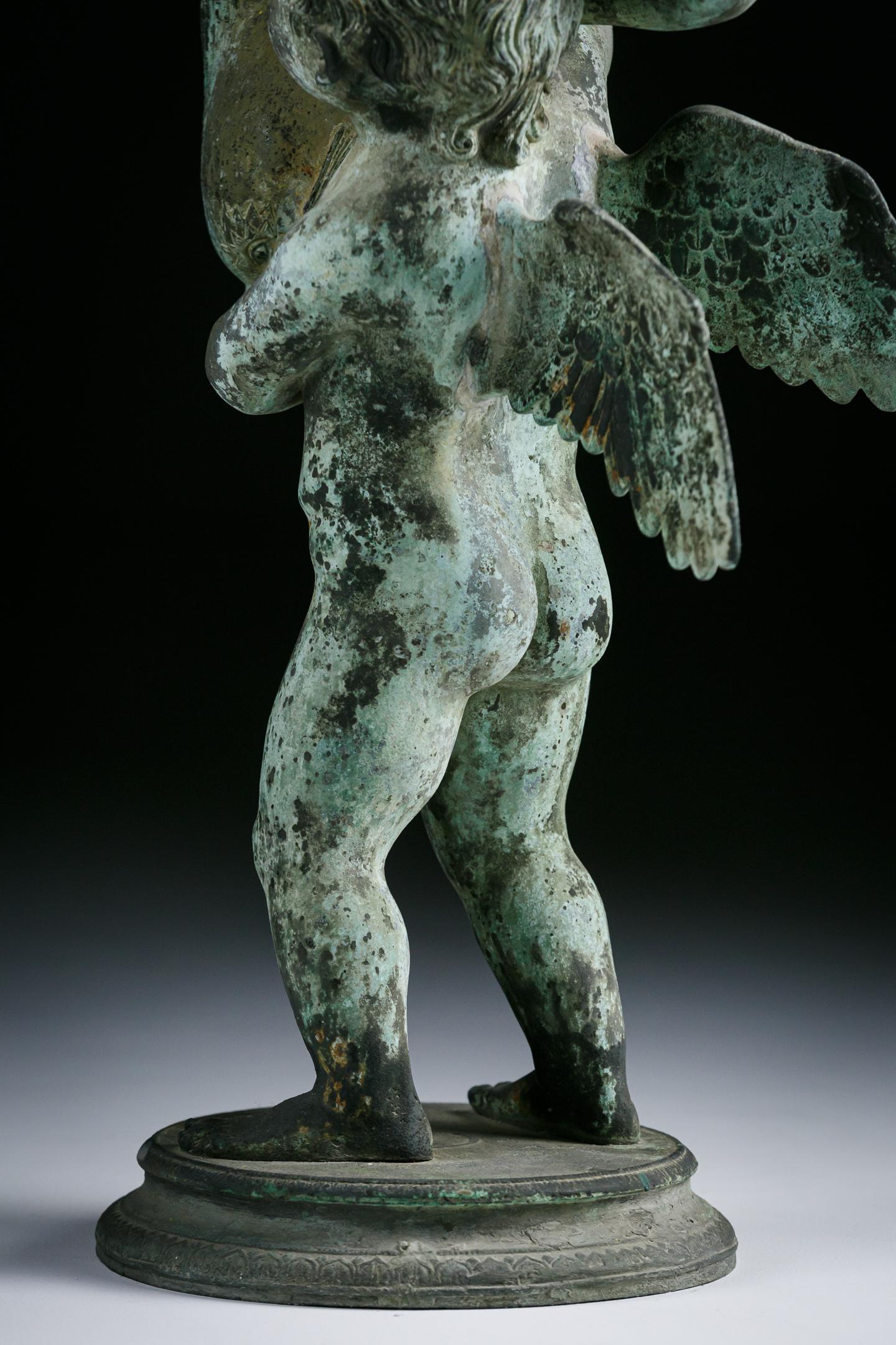 Late 19th Century Bronze Cupid with Dolphin by Sabatino De Angelis & Sons 5