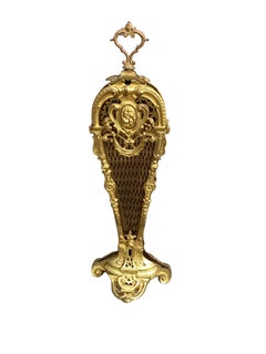 Late 19th Century Bronze Doré and Brass Peacock Fan Style Fireplace Screen