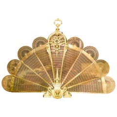 Late 19th Century Bronze Doré and Brass Peacock Fan Style Fireplace Screen