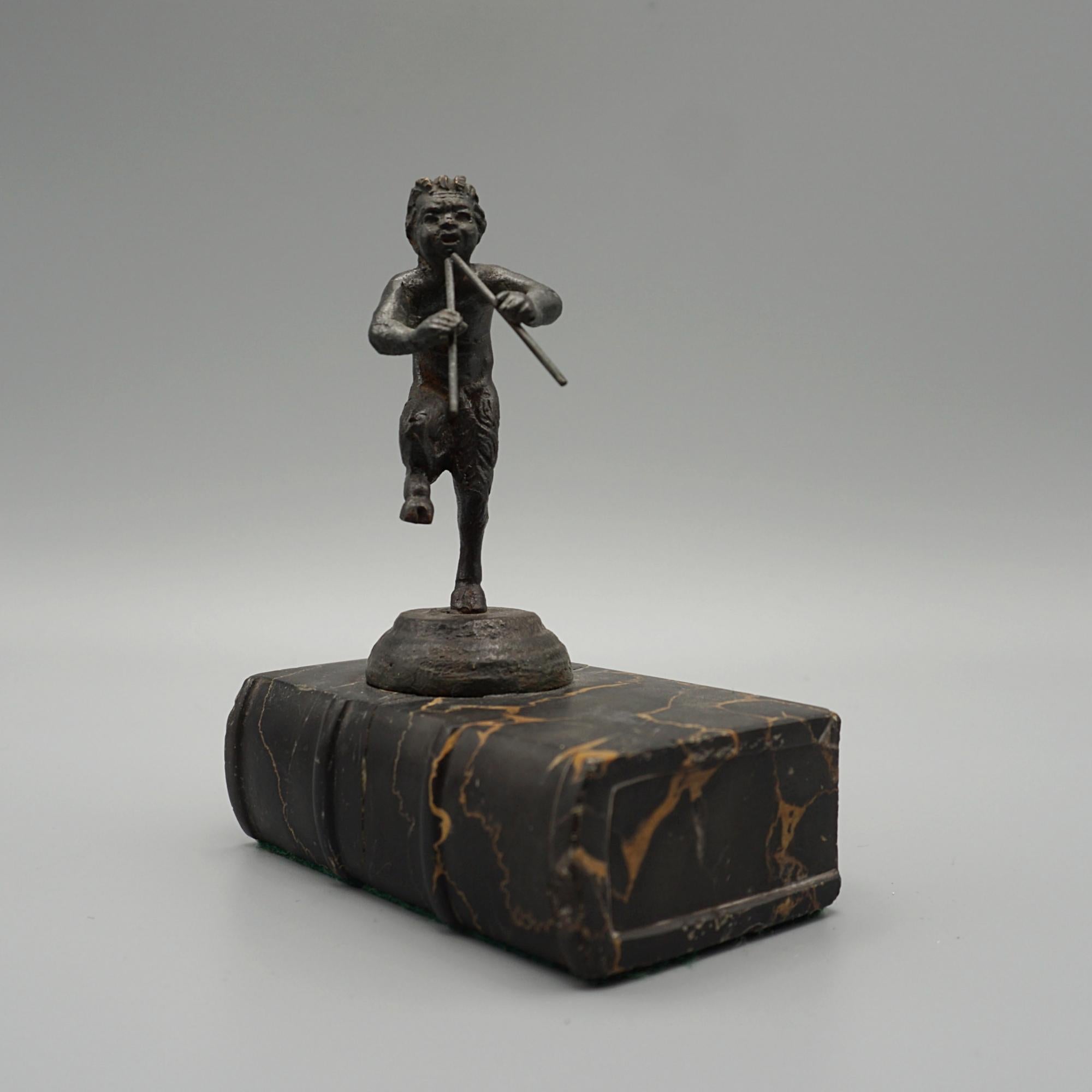 Italian Late 19th Century Bronze Figure of Pan Playing the Pipes  For Sale