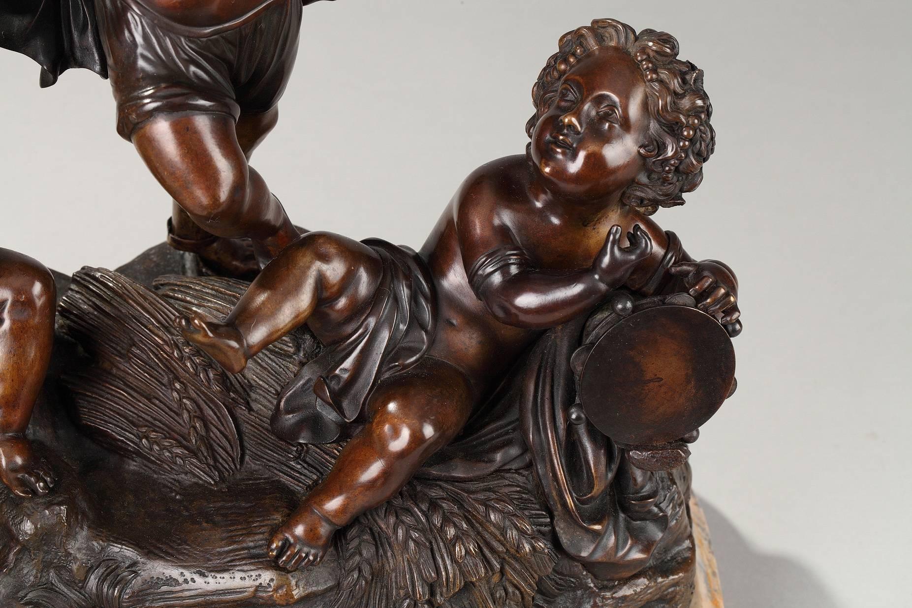 French Late 19th Century Bronze Group, Cupids Playing Music For Sale