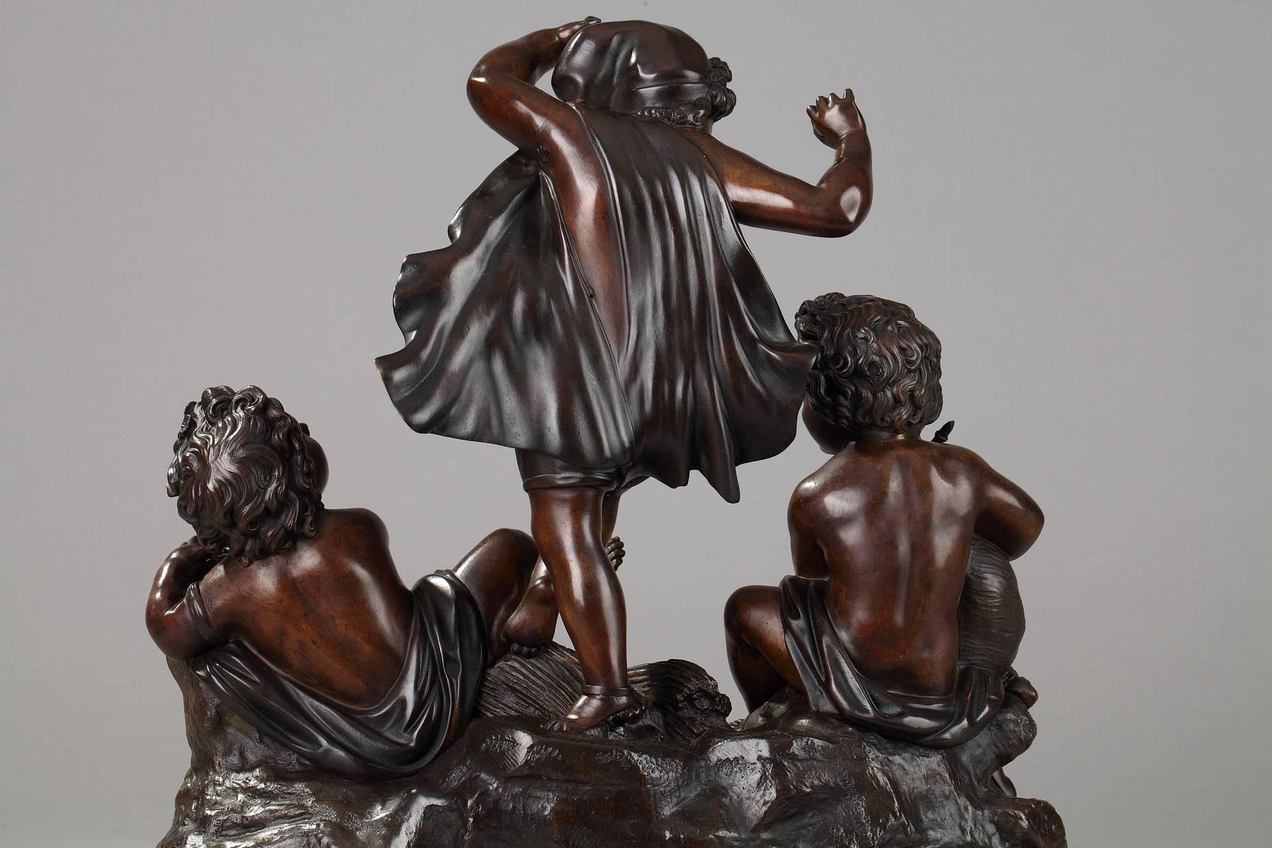Bronze Groupe en bronze de la fin du 19e siècle:: Cupidons jouant de la musique en vente