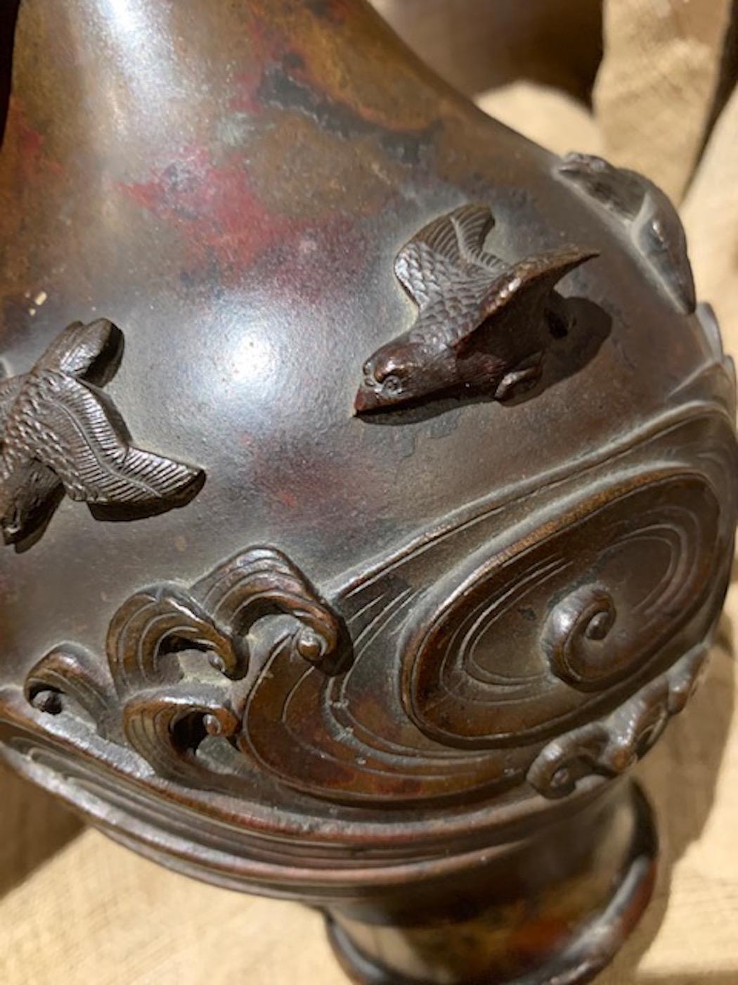 Meiji Late 19th Century Bronze Hanaike, 'Ikebana Display Vase' For Sale
