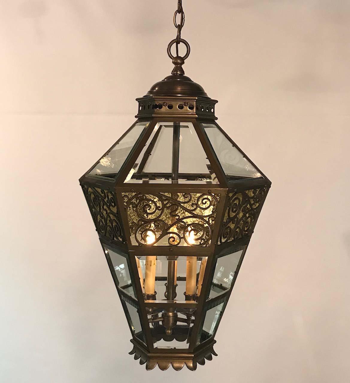 American Late 19th Century Bronze Hanging Lantern For Sale