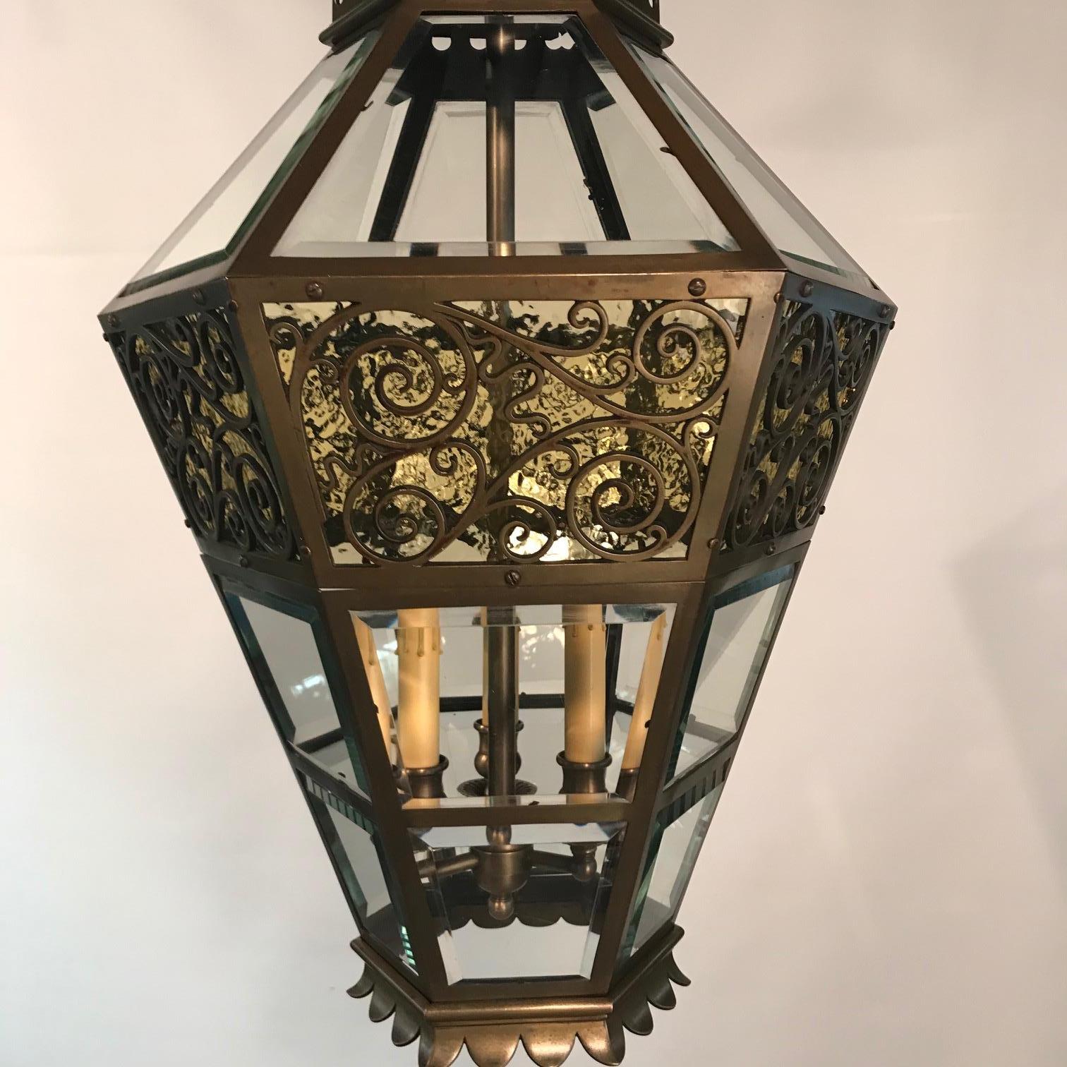 Brass Late 19th Century Bronze Hanging Lantern For Sale