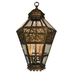 Antique Late 19th Century Bronze Hanging Lantern