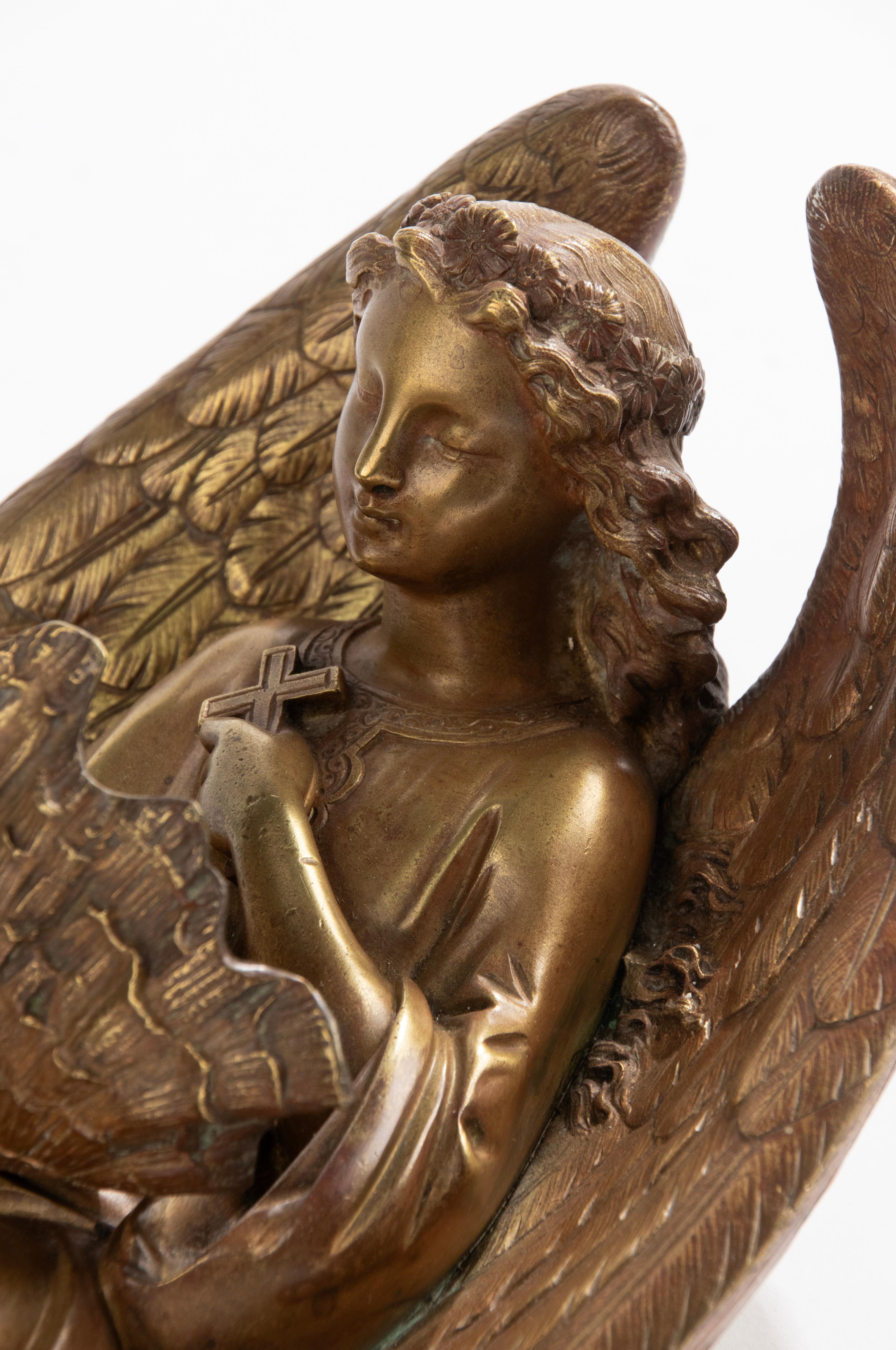 Bronze- Holy Water Font mit Engel aus dem späten 19. Jahrhundert von Leblanc-Barbedienne im Angebot 7